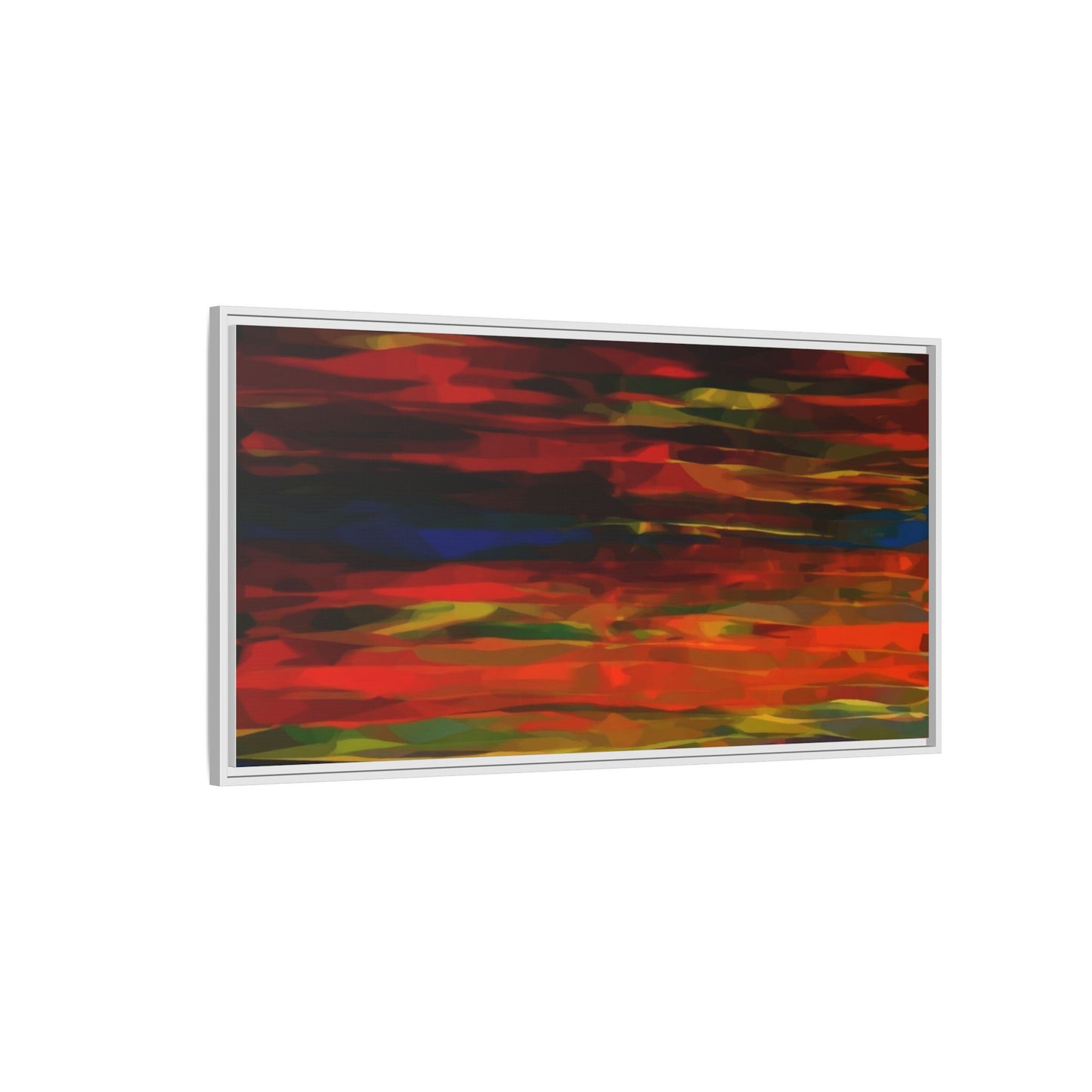 Abstract Multi-Color Matte Canvas Framed Wall Art — Bold Red & Blue Modern Painting