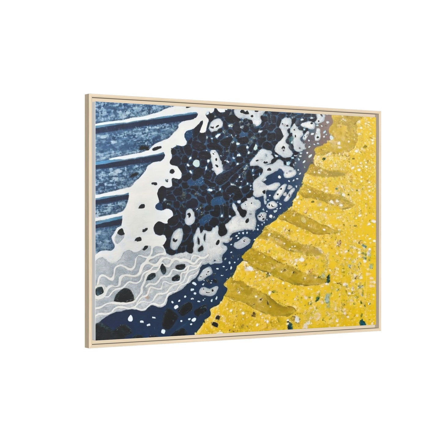 Framed Abstract Ocean & Sand Matte Canvas Print