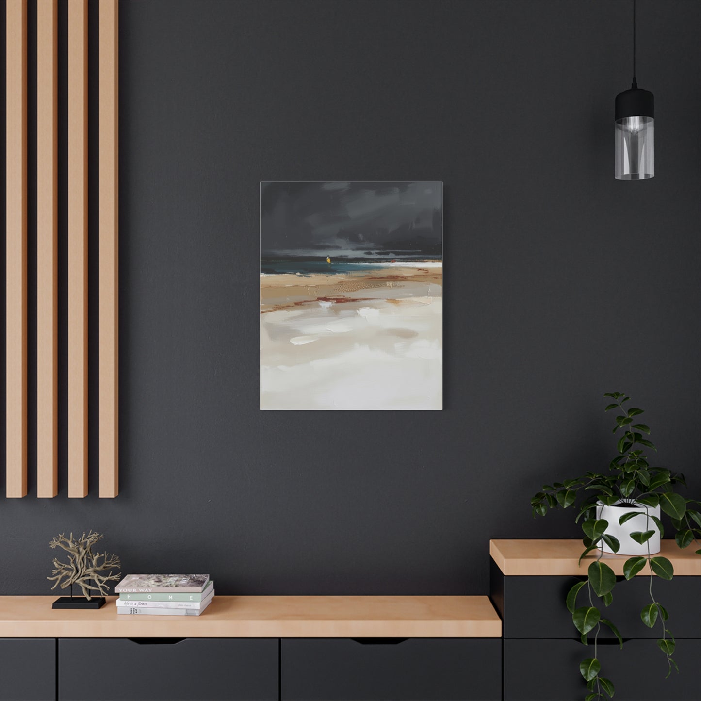 Beachscape Canvas Art — Stormy Seascape Matte Stretched Wall Art
