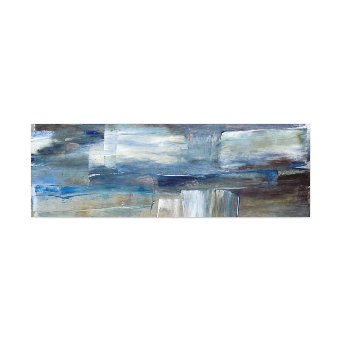 Abstract Blue Waterfall Matte Canvas Wall Art, Stretched 1.25"