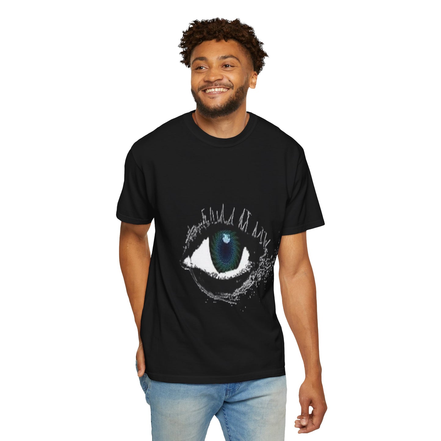 Eye Graphic T-Shirt — Blue Iris Grunge Art Tee
