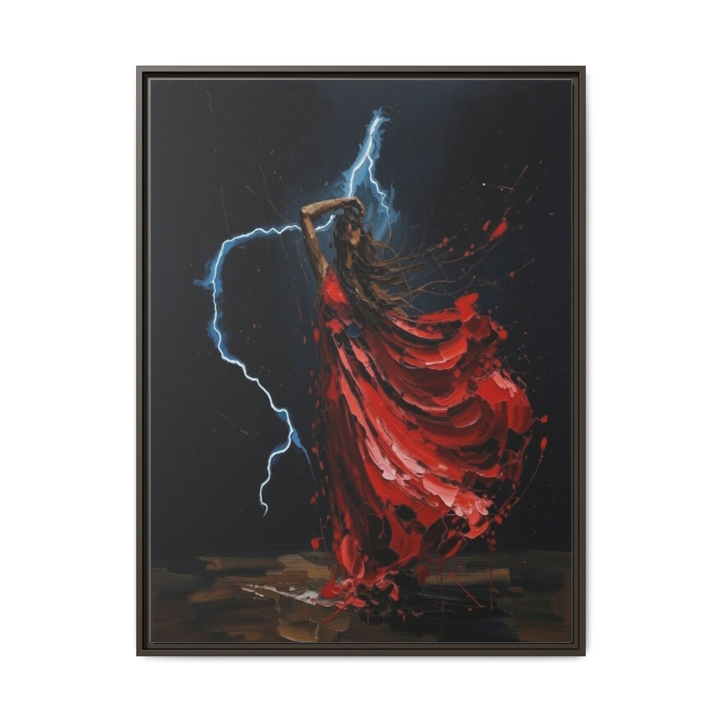 Framed Matte Canvas Print — Red Dancer Lightning Art
