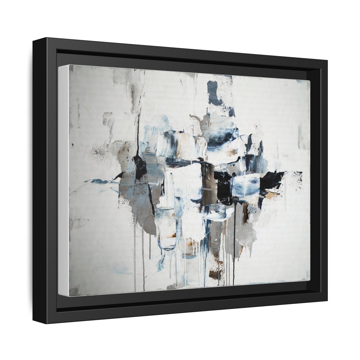 Framed Abstract Canvas Art — Blue Neutral Modern Wall Print