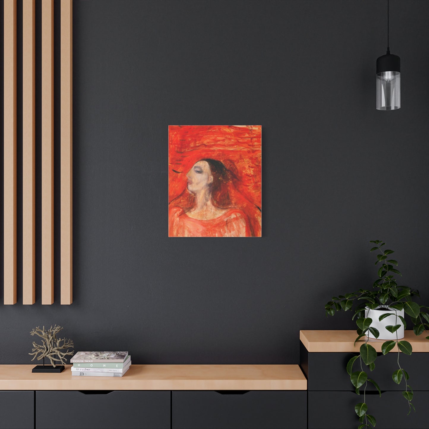 Woman's Head against a Red Background by Edvard Munch Matte Canvas Wall Art