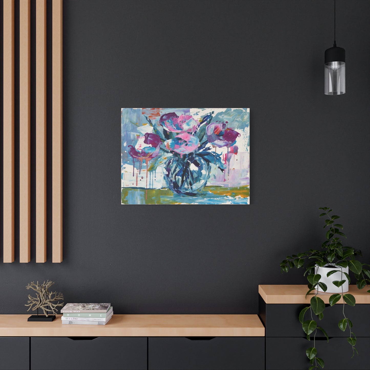Abstract Floral Canvas Wall Art — Colorful Bouquet Matte Stretched Canvas