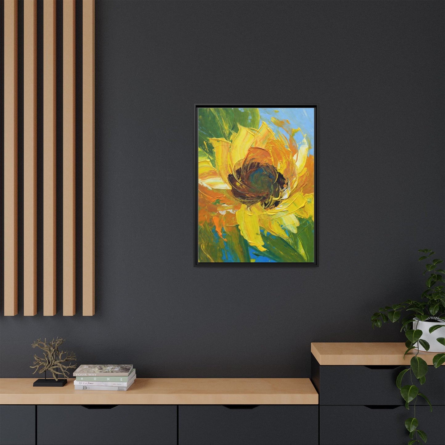 Framed Sunflower Abstract Matte Canvas Print