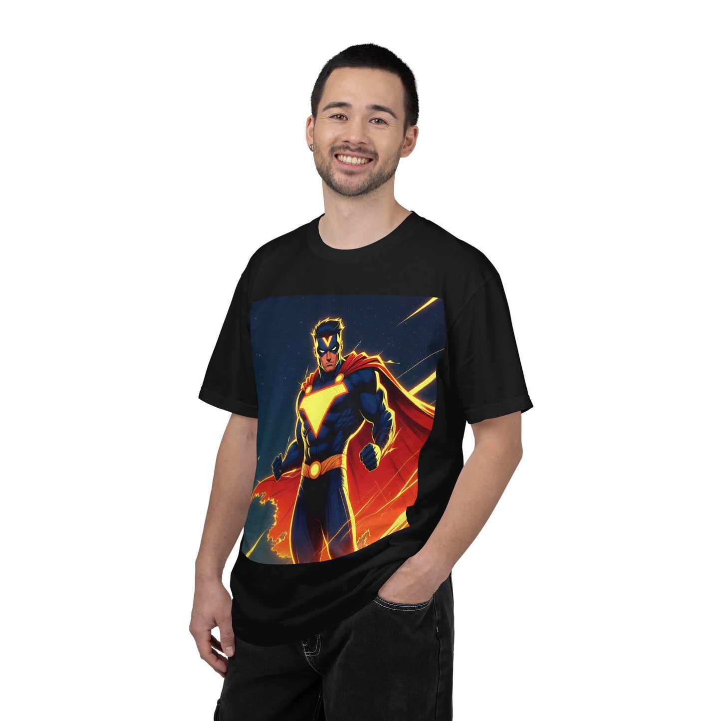 Superhero Graphic T-Shirt – Bold Cape Hero Design