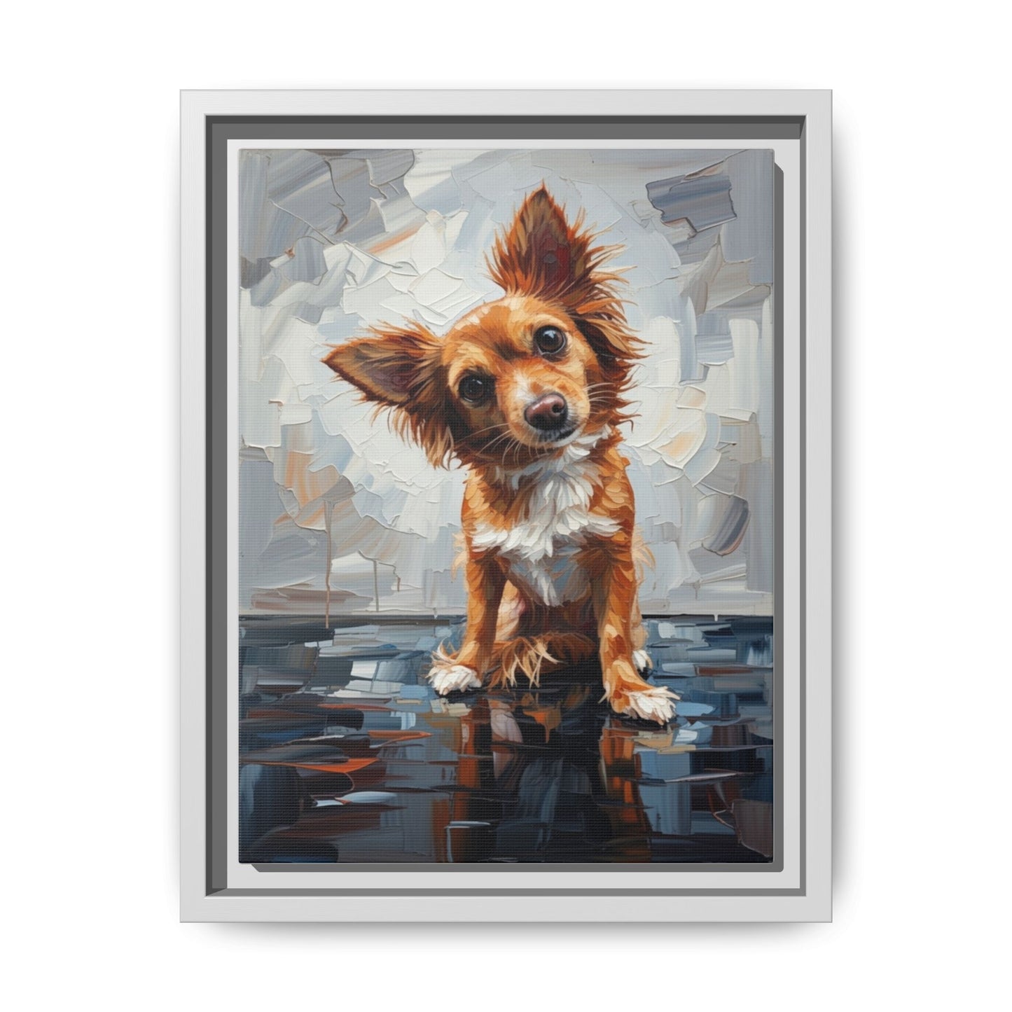 Framed Matte Canvas Print — Playful Brown Dog Portrait
