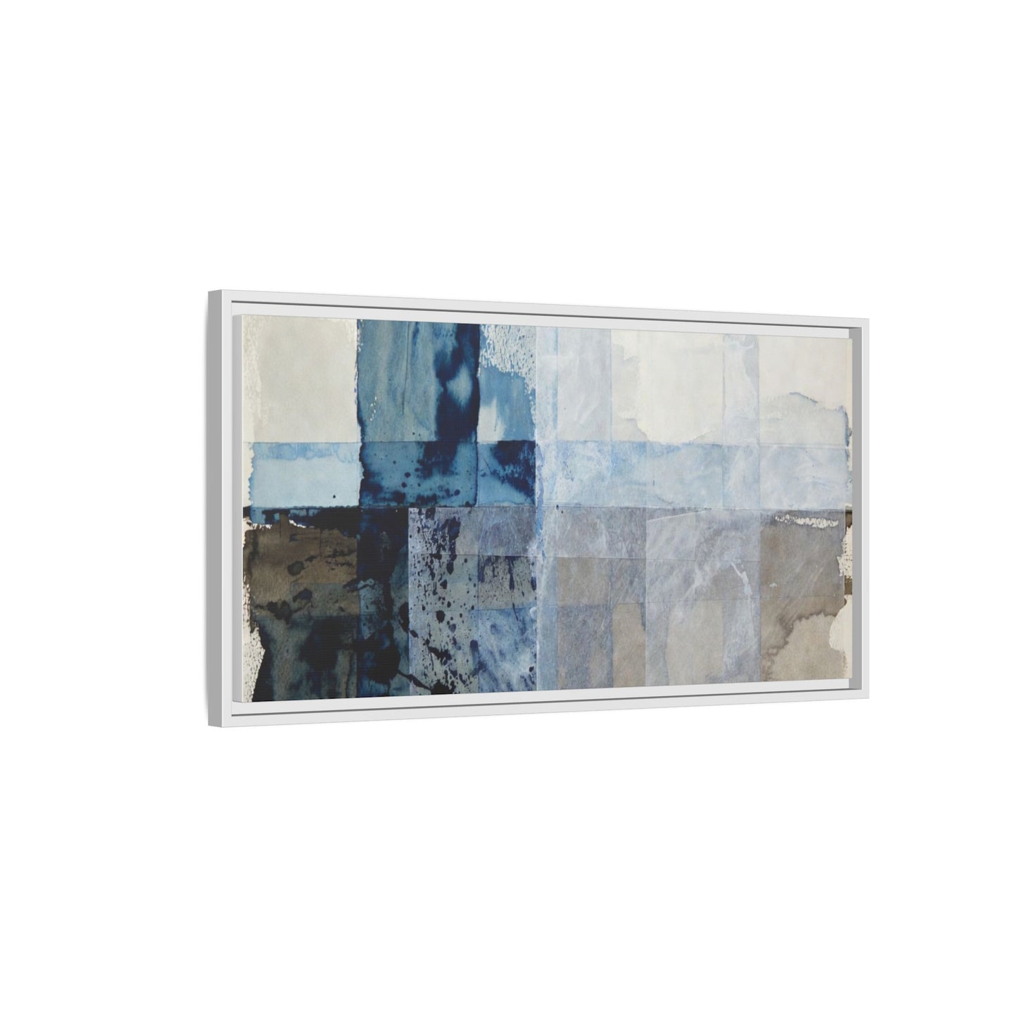 Abstract Coastal Blue Framed Canvas Art