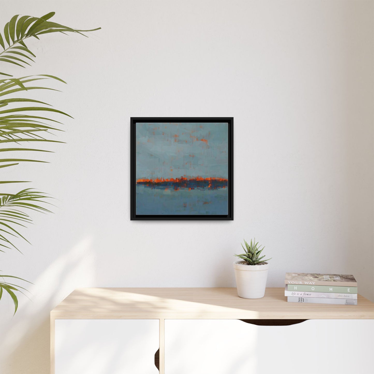 Framed Canvas Art — Teal & Orange Abstract Seascape