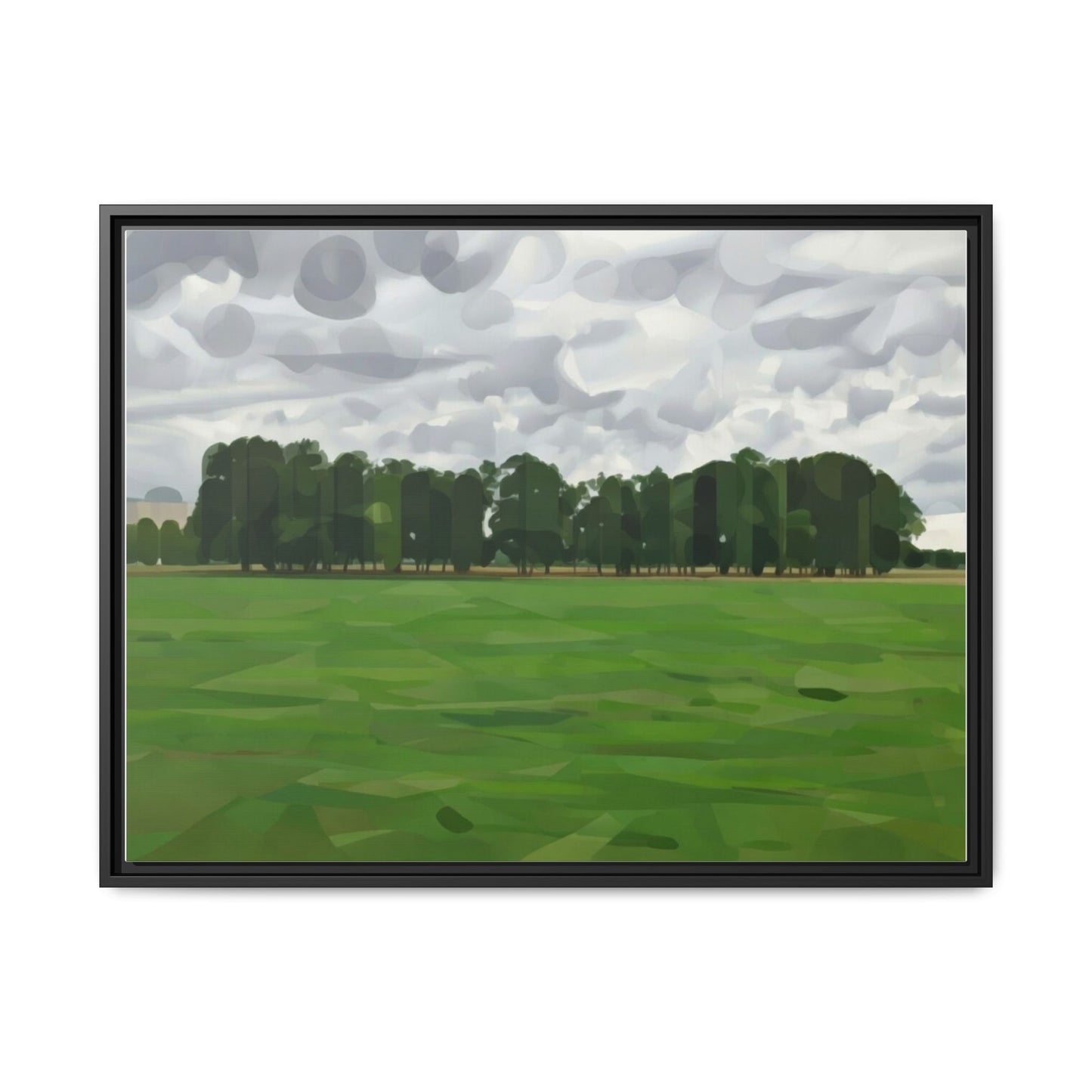 Framed Matte Canvas Print — Minimalist Green Landscape Art