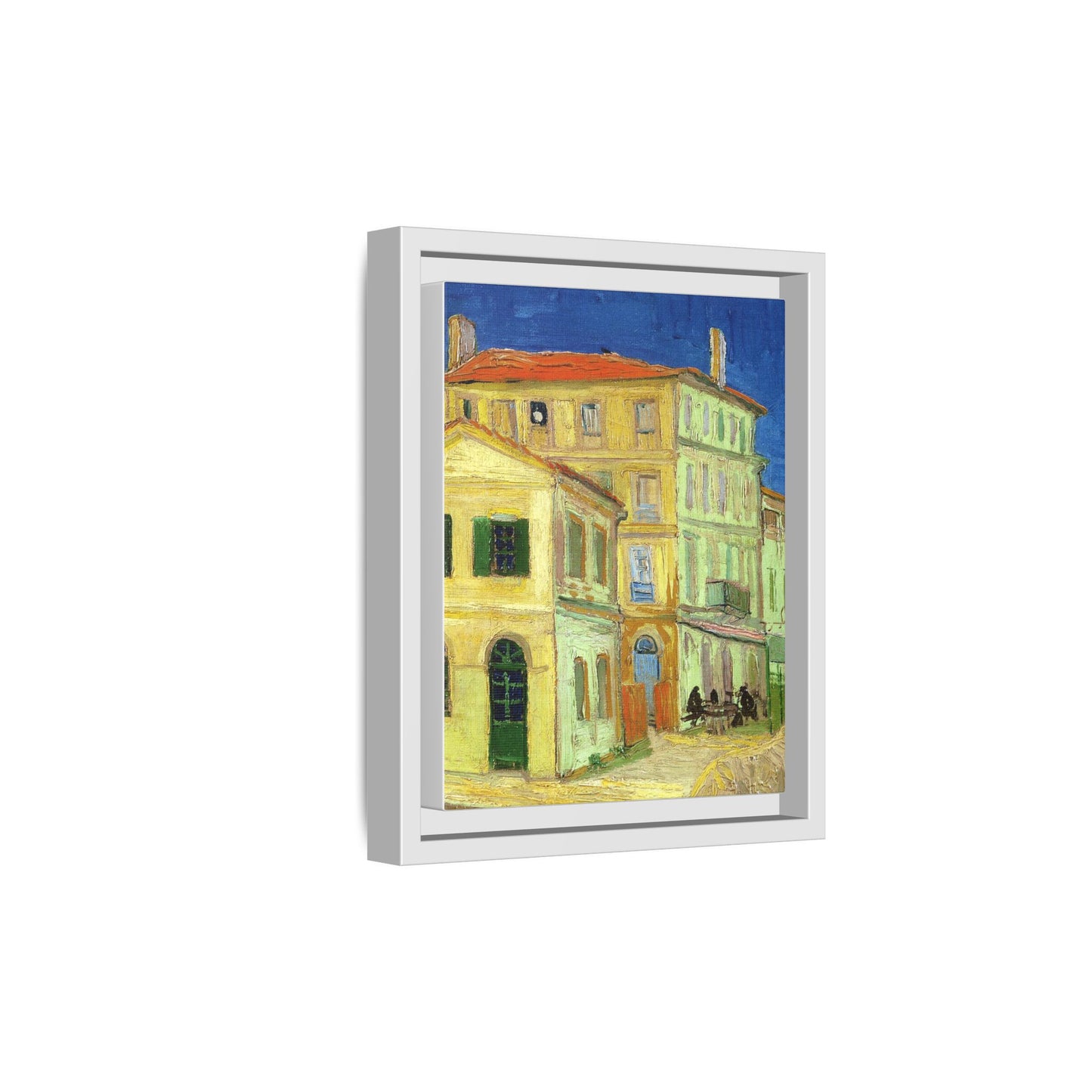 Mediterranean Street Scene Matte Canvas Framed Wall Art