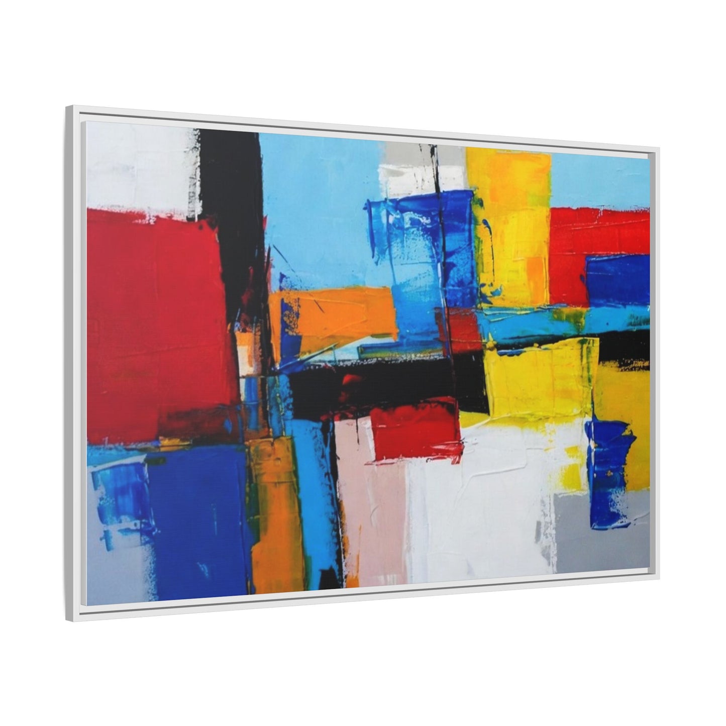 Abstract Color Block Matte Canvas Framed Wall Art