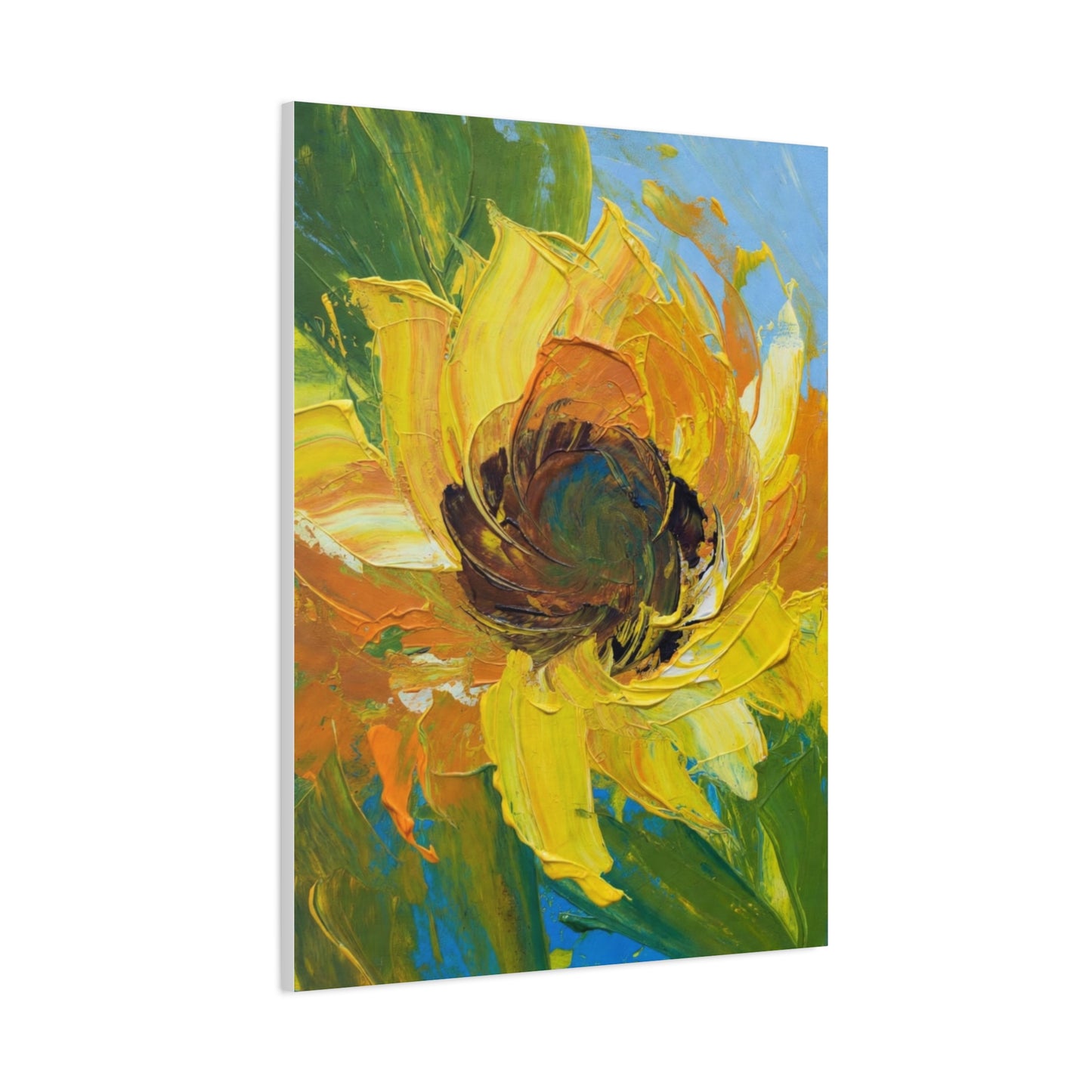 Sunflower Abstract Matte Canvas Wall Art — Bright Floral Painting on Stretched Canvas