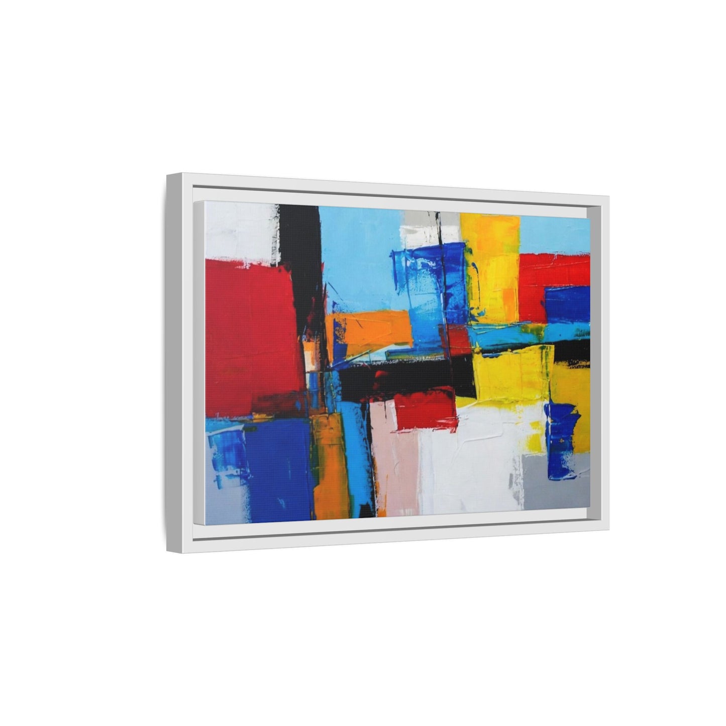 Abstract Color Block Matte Canvas Framed Wall Art