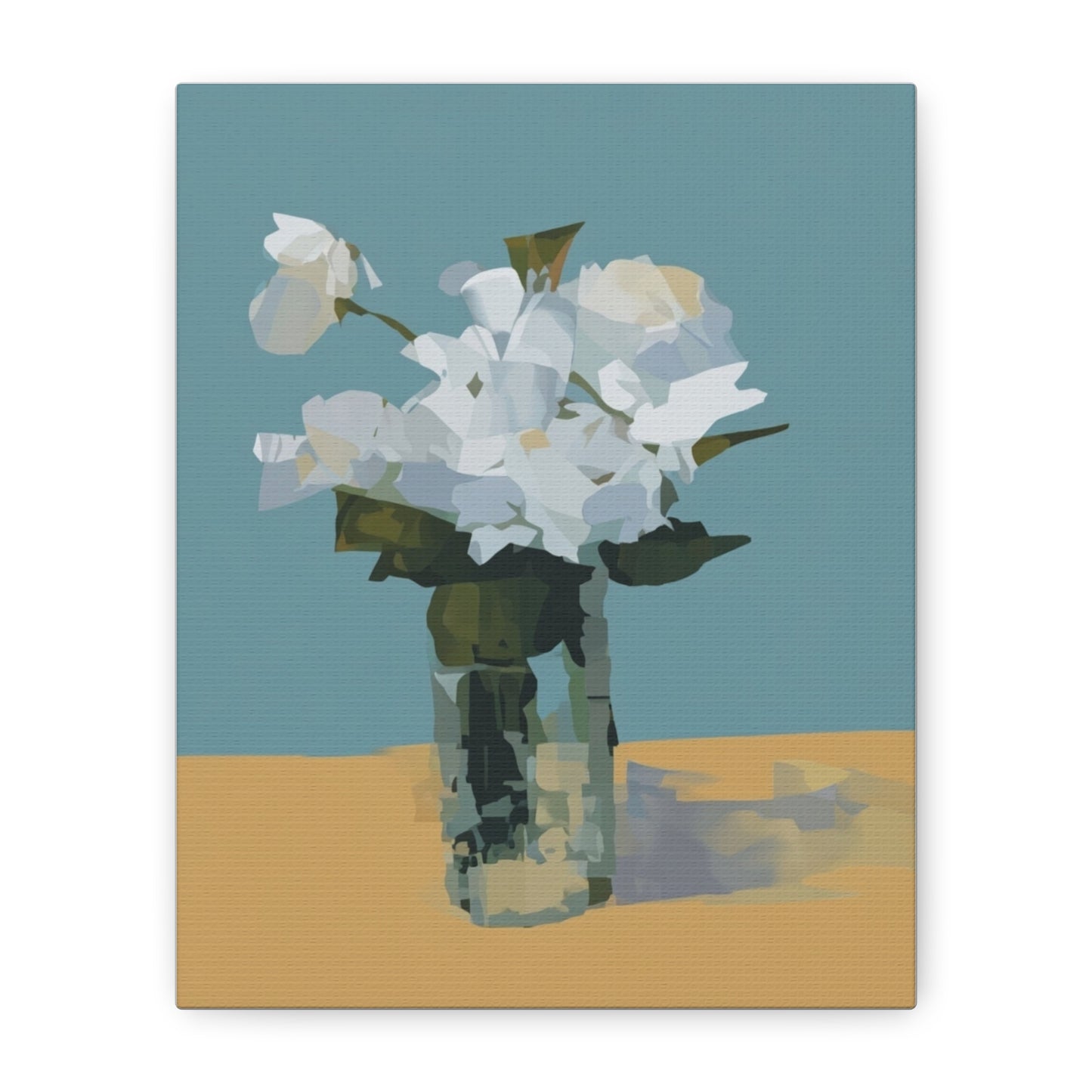 Abstract White Roses Canvas Art - Floral Vase Wall Decor