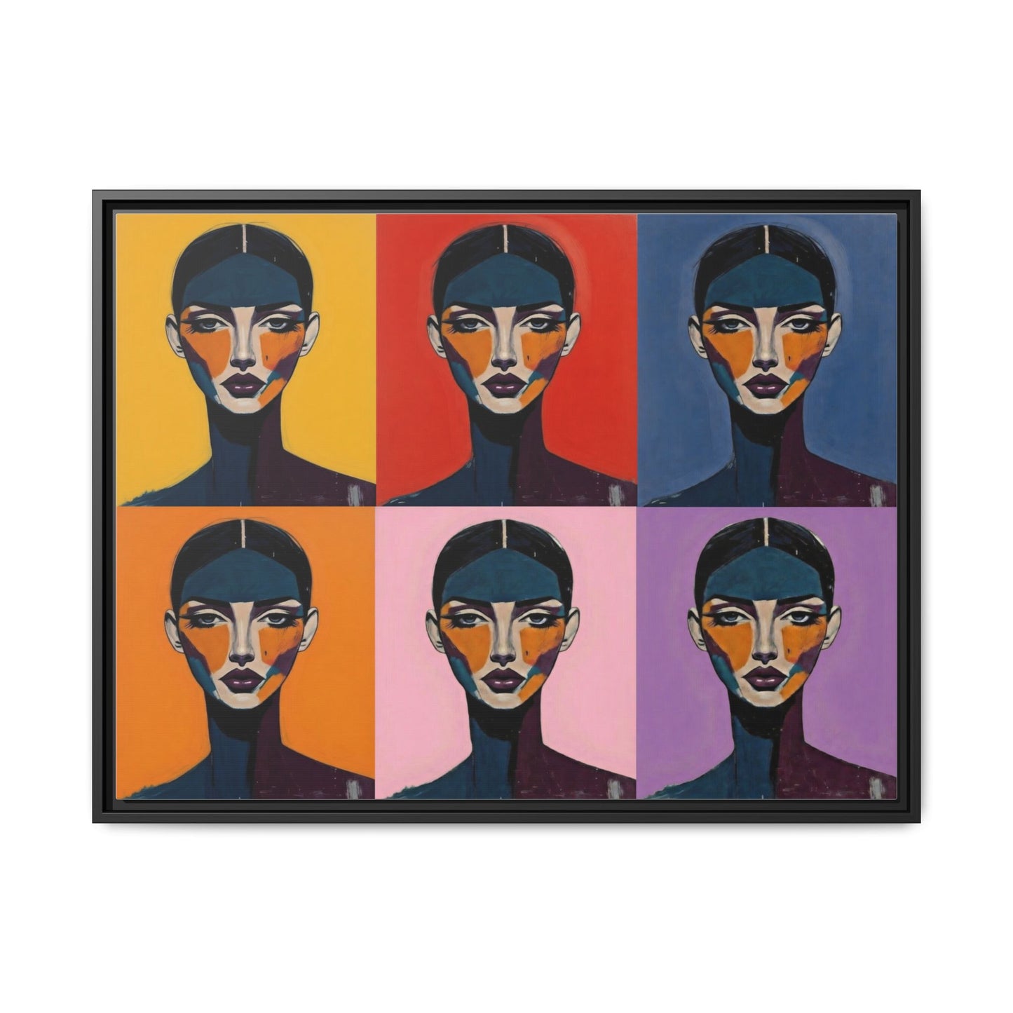 Pop Art Portrait Matte Canvas — Framed Multi-Color Wall Art