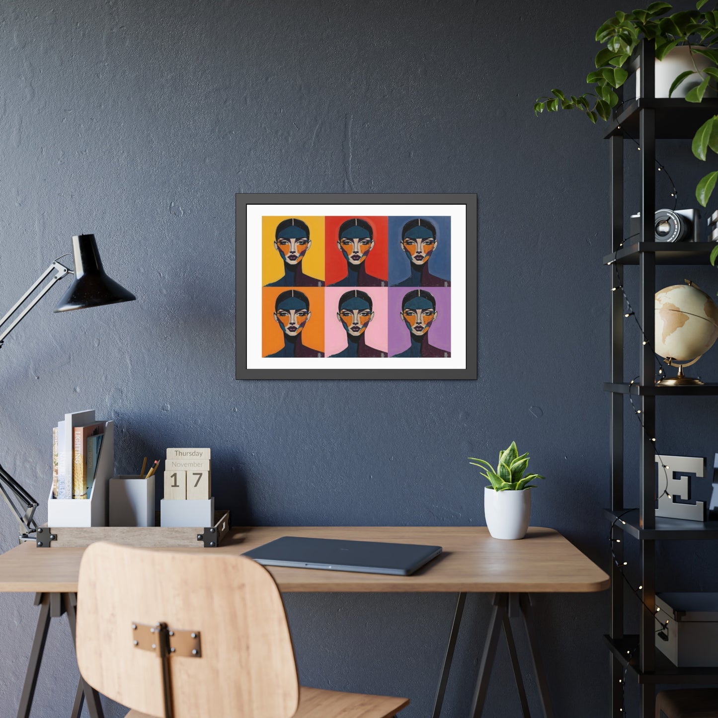 Pop Art Portrait Framed Poster — Colorful Six-Panel Modern Wall Art