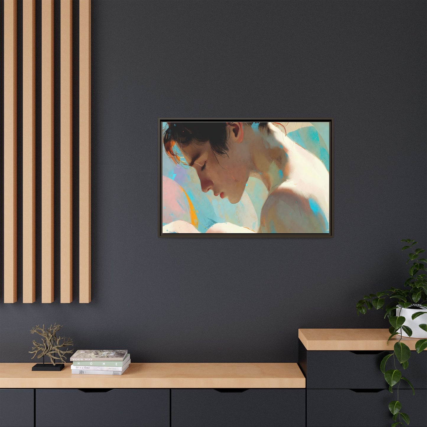 Framed Matte Canvas Print — Dreamy Portrait Art (Multi‑Color)
