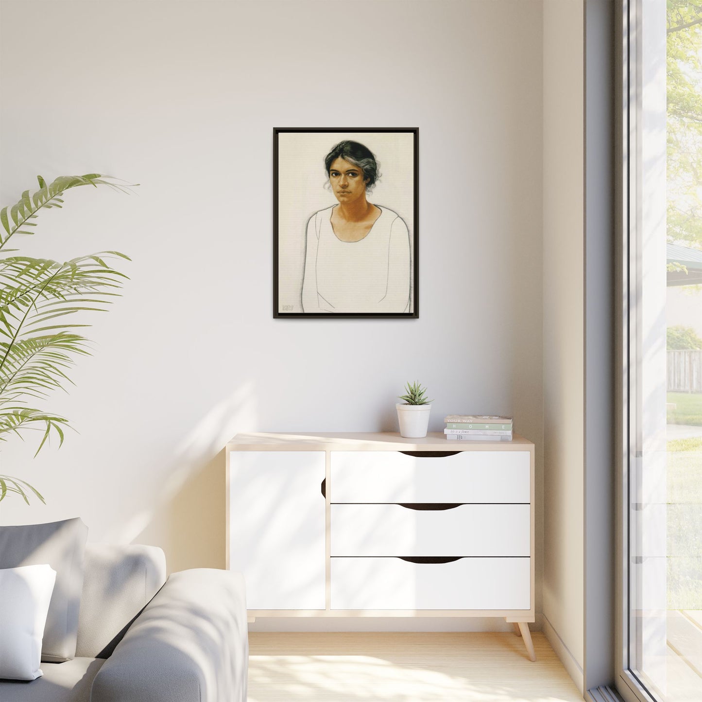 Portrait of a Woman by Winold Reiss Framed Matte Canvas Portrait Print