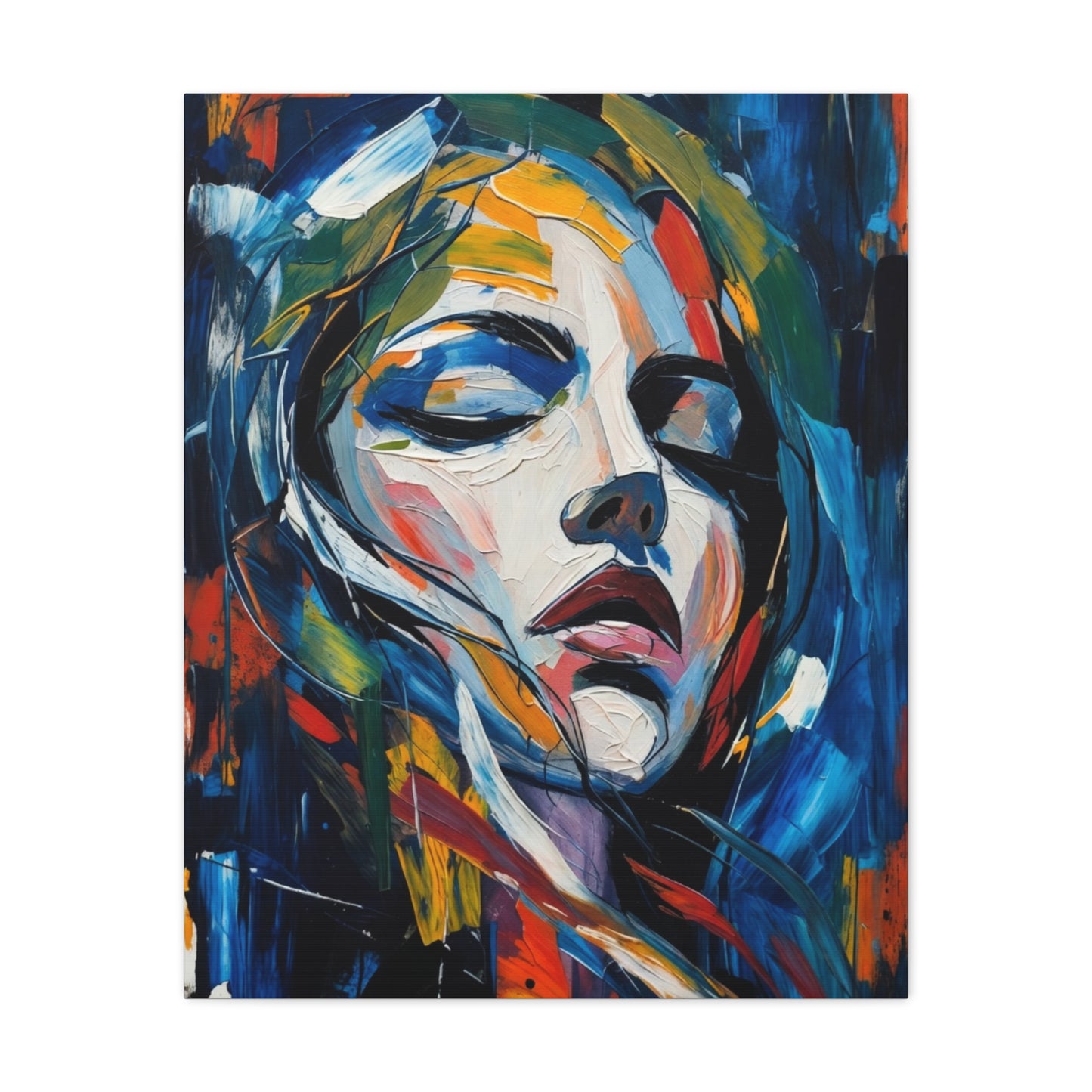 Abstract Colorful Woman Portrait Canvas