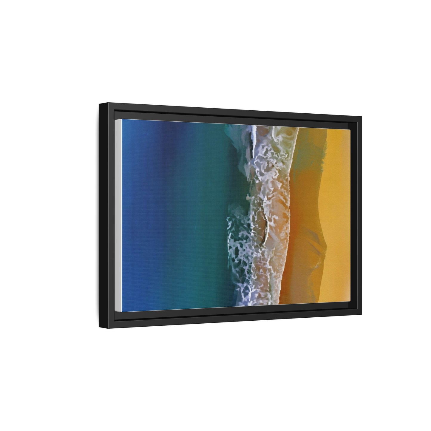 Framed Matte Canvas Seascape Print – Coastal Waves Wall Art
