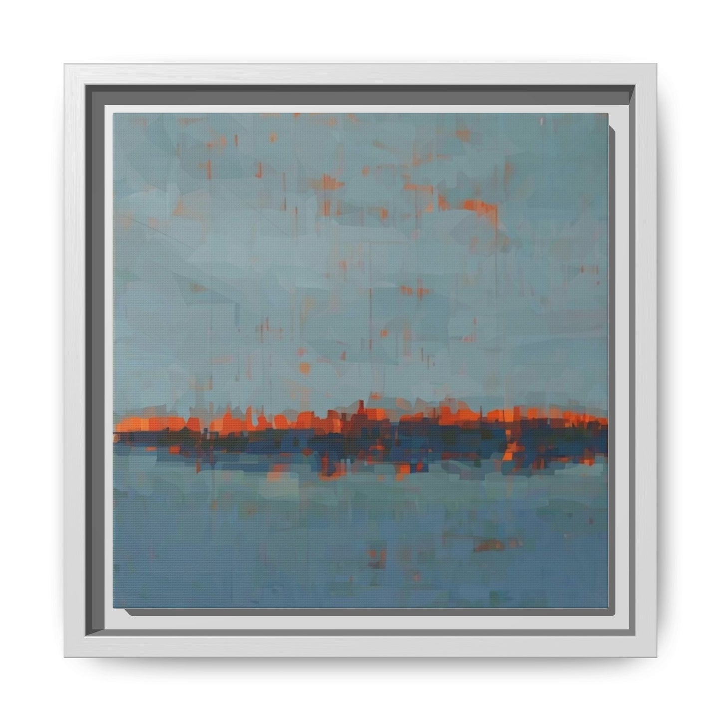 Framed Canvas Art — Teal & Orange Abstract Seascape