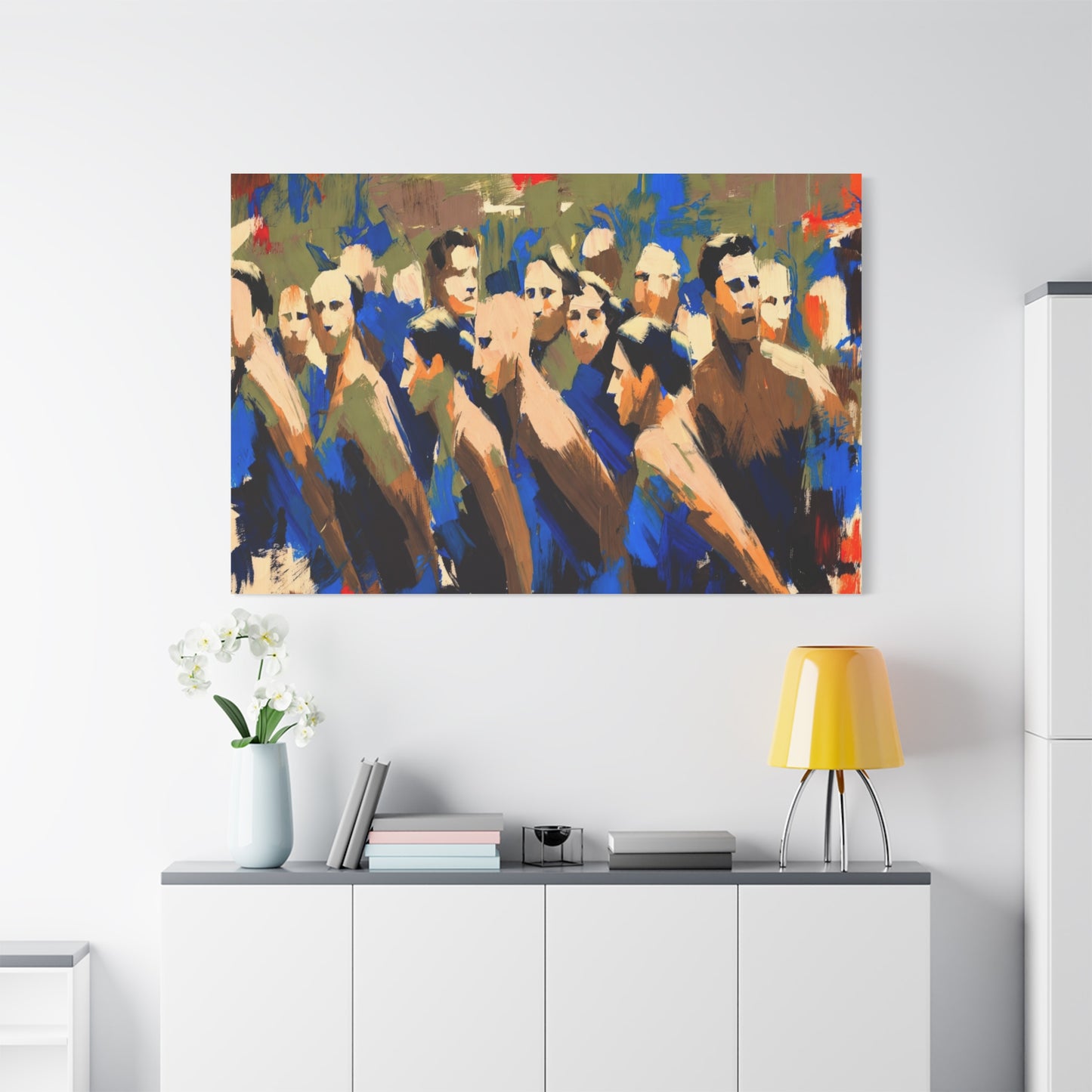 Abstract Crowd Painting Canvas Print — Stretched Matte Wall Art