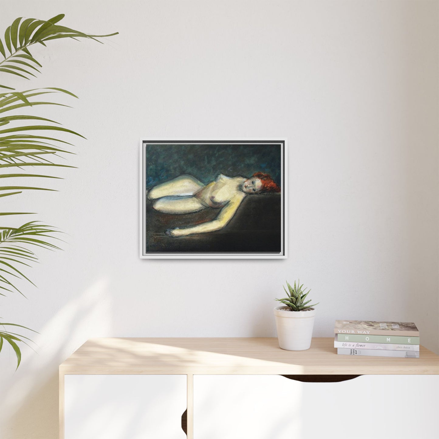 Lying nude by Paul Gosselin Framed Matte Canvas Wall Art Print