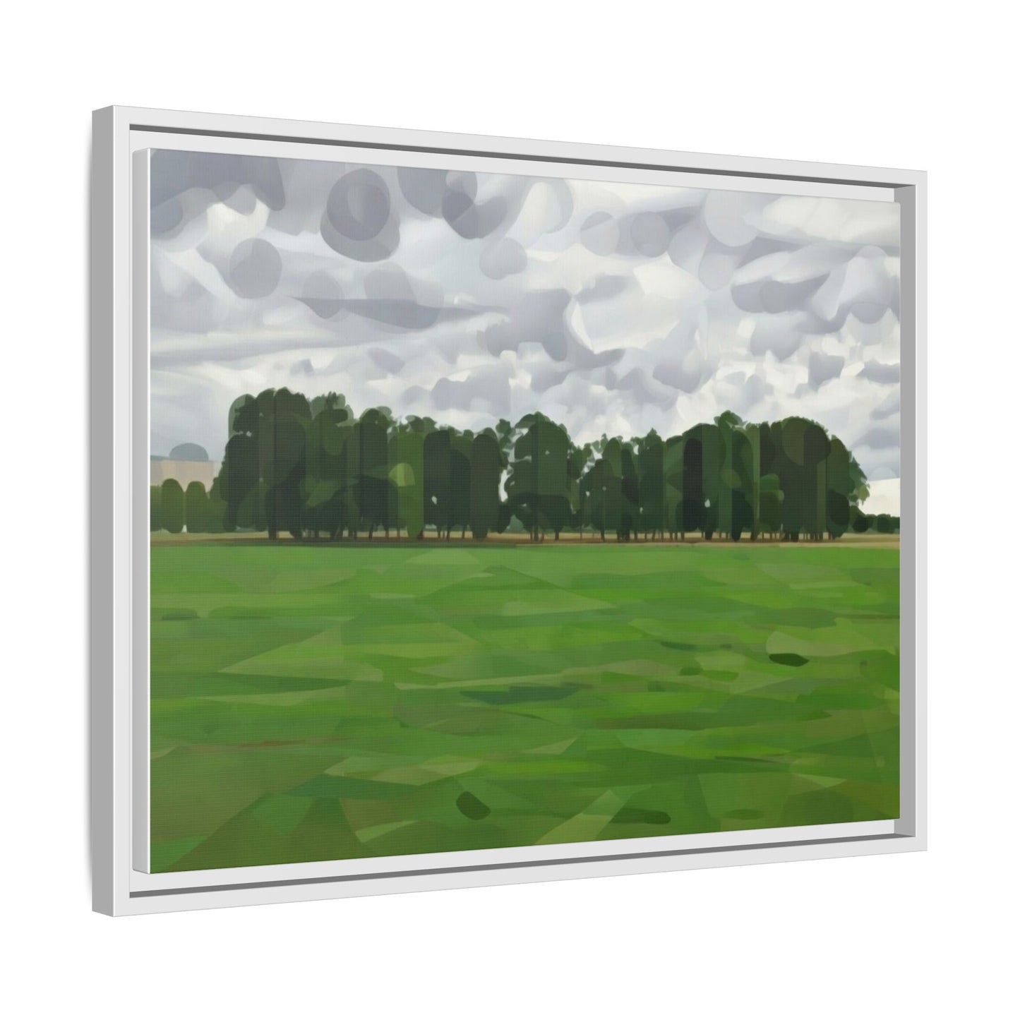Framed Matte Canvas Print — Minimalist Green Landscape Art