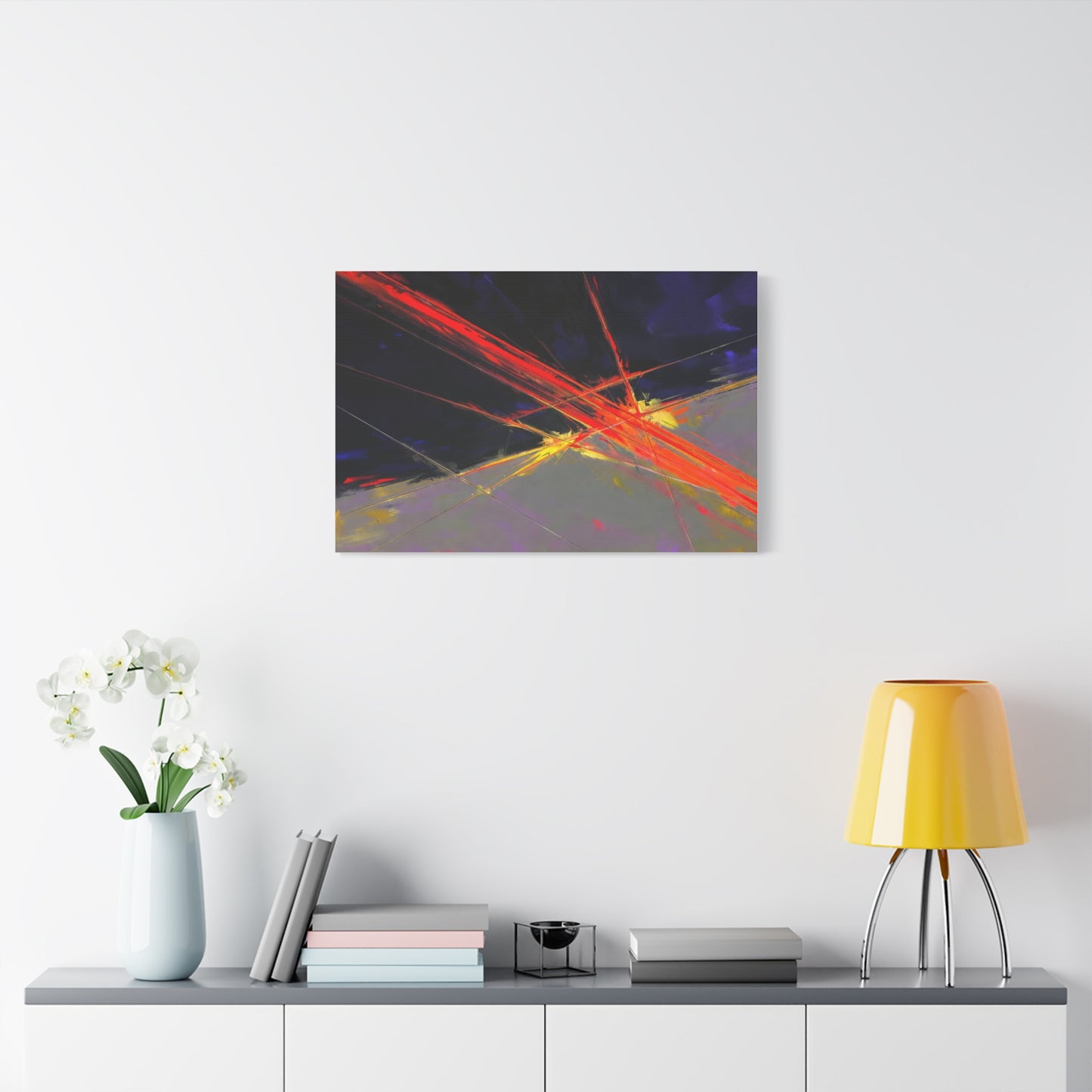 Abstract Red Streaks Matte Canvas Print — Modern Geometric Wall Art