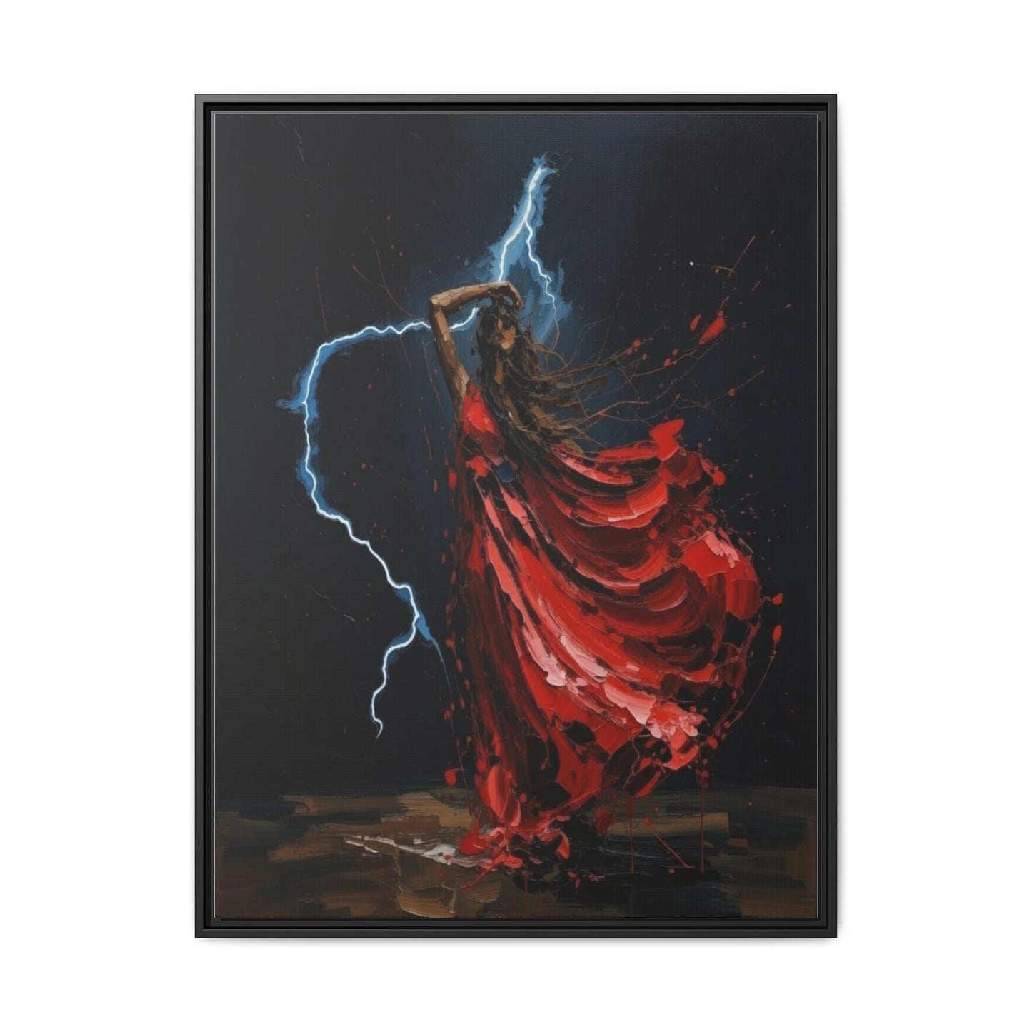 Framed Matte Canvas Print — Red Dancer Lightning Art