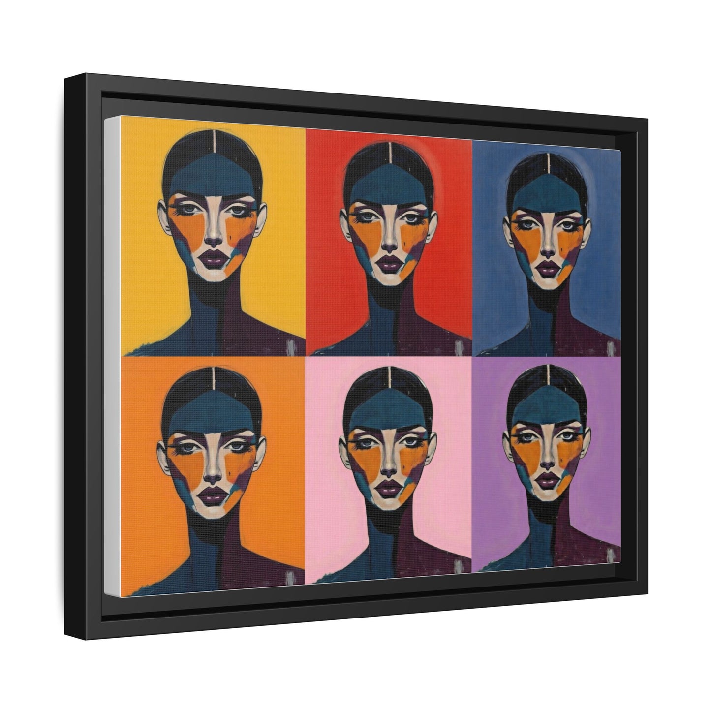 Pop Art Portrait Matte Canvas — Framed Multi-Color Wall Art