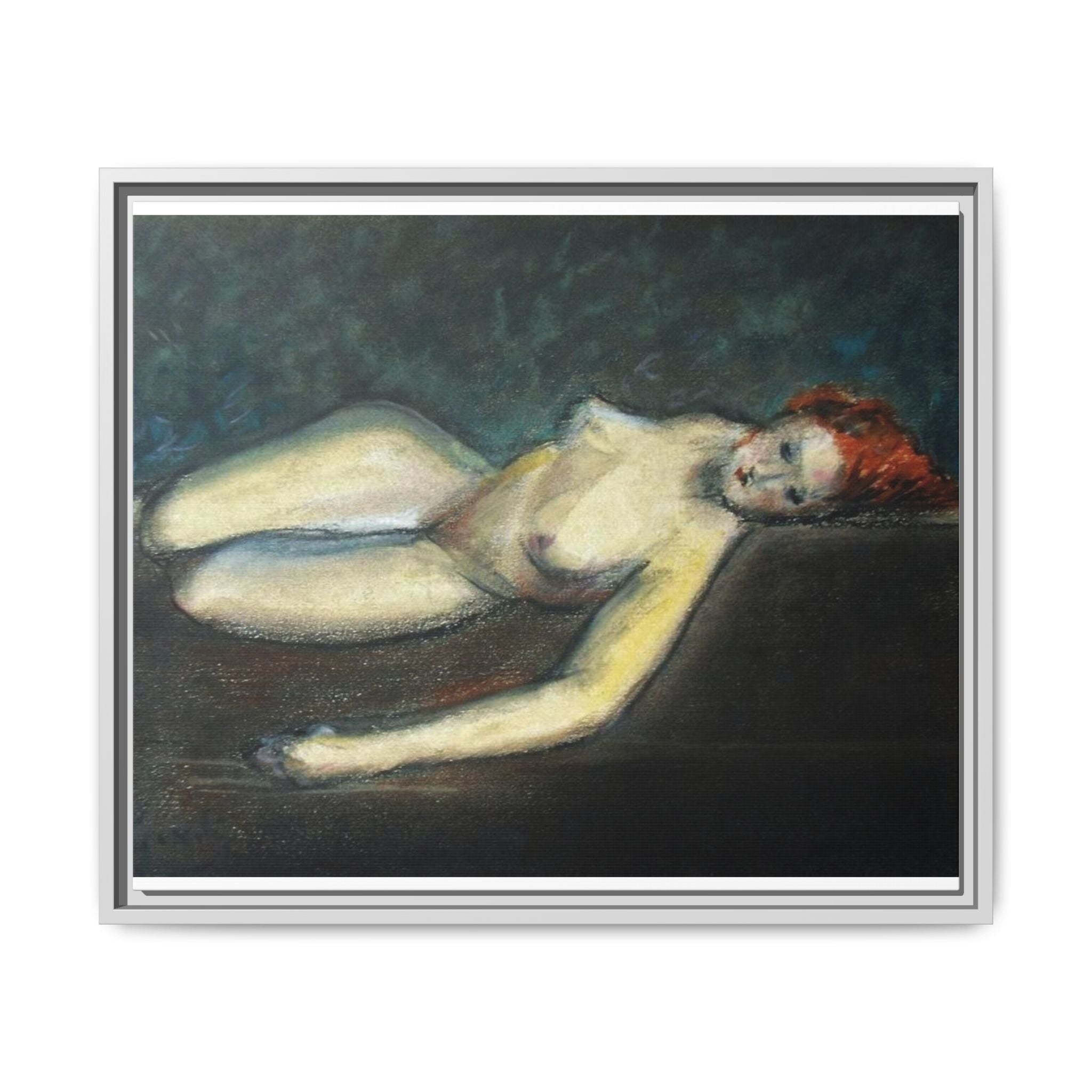 Lying nude by Paul Gosselin Framed Matte Canvas Wall Art Print