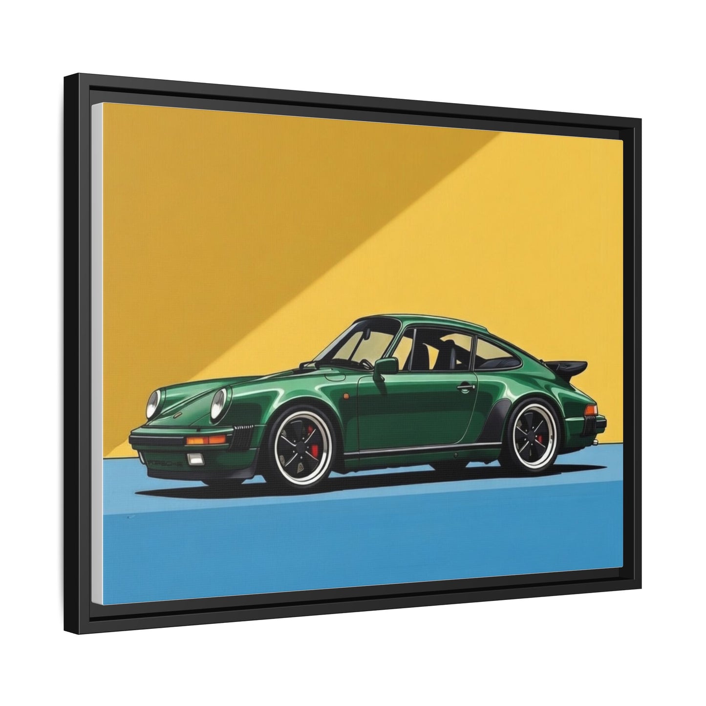 Framed Matte Canvas — Green Sports Car Wall Art