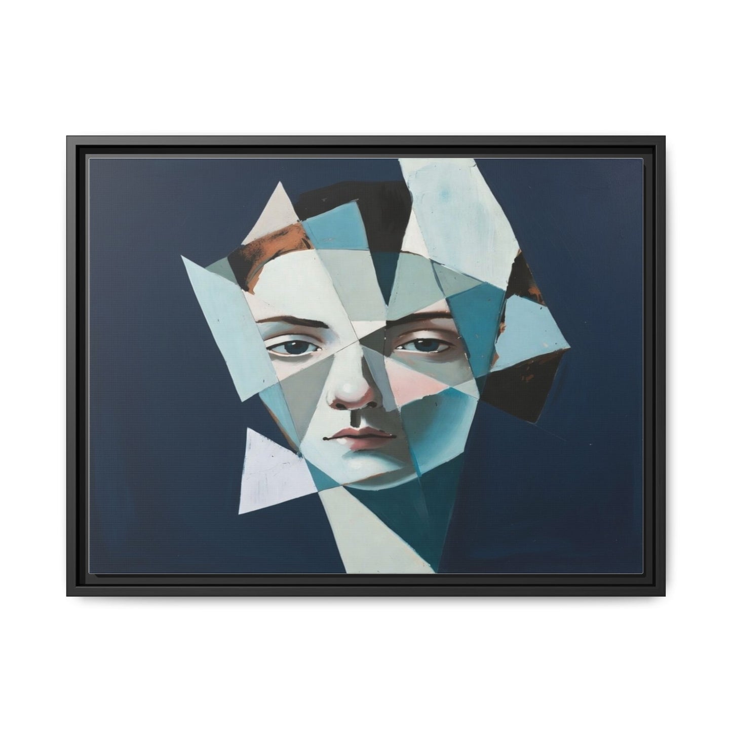 Abstract Fragmented Portrait Matte Canvas (Framed)