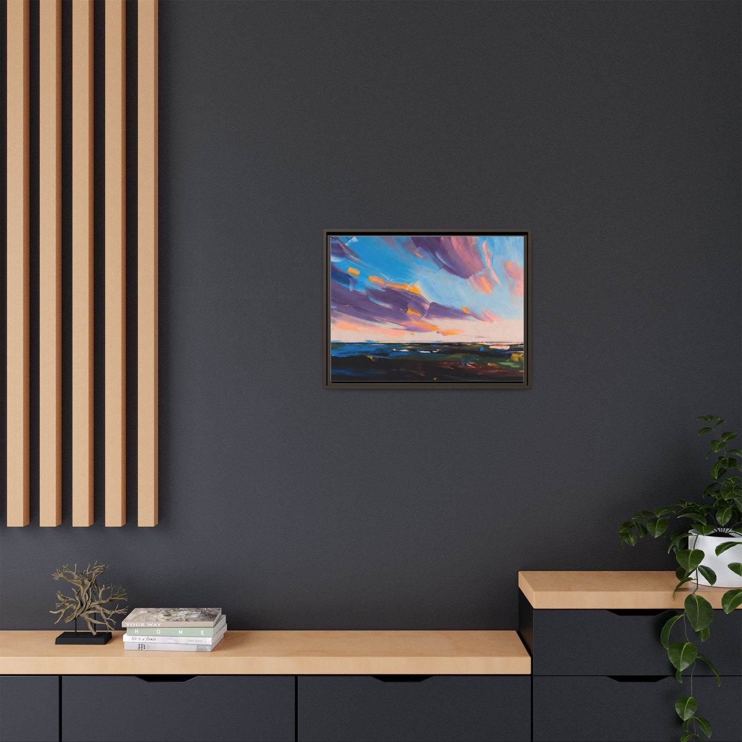 Framed Matte Canvas Abstract Seascape Sunset Art Print