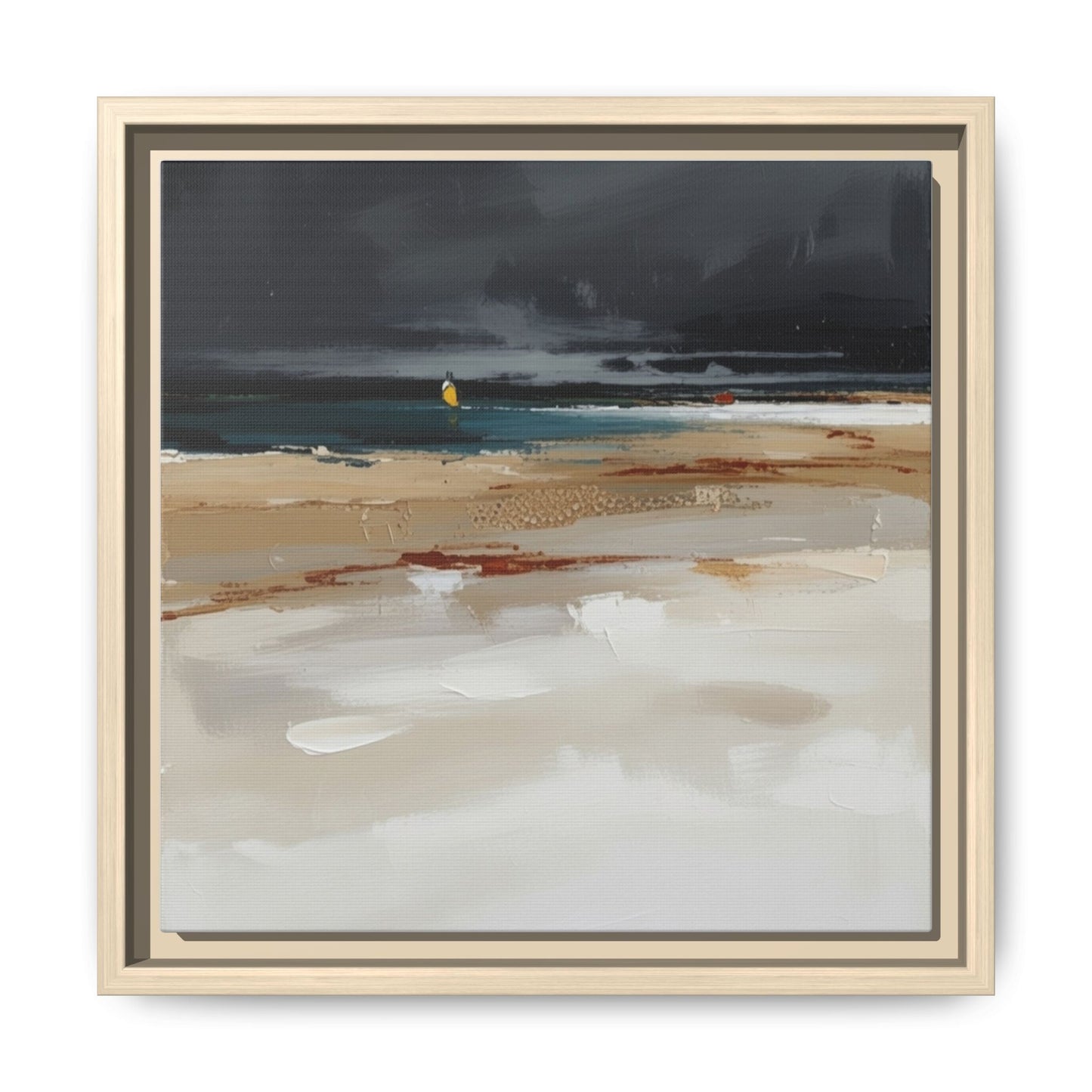 Framed Matte Canvas Beachscape Art Print — Coastal Abstract Wall Decor