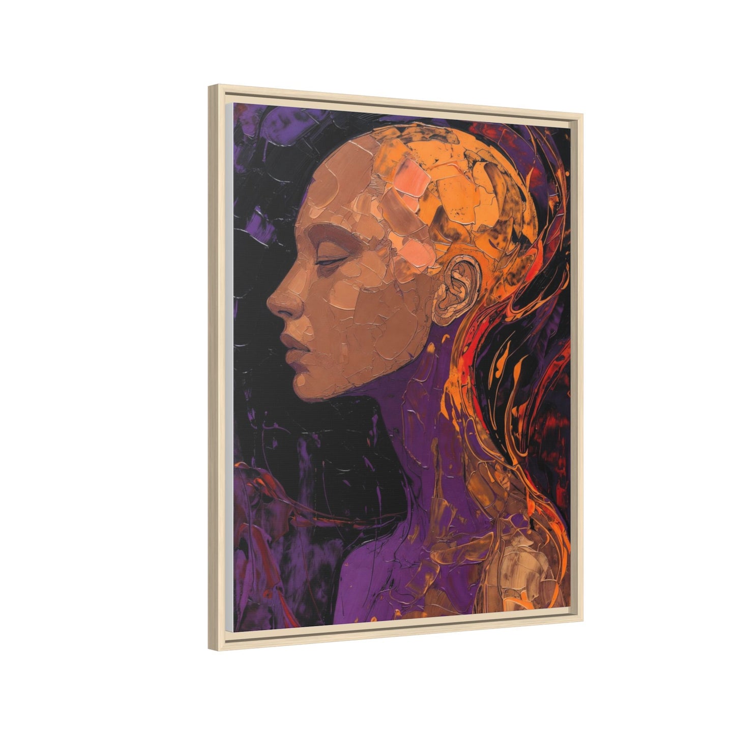 Abstract Profile Portrait Matte Framed Canvas — Multicolor Feminine Art Print