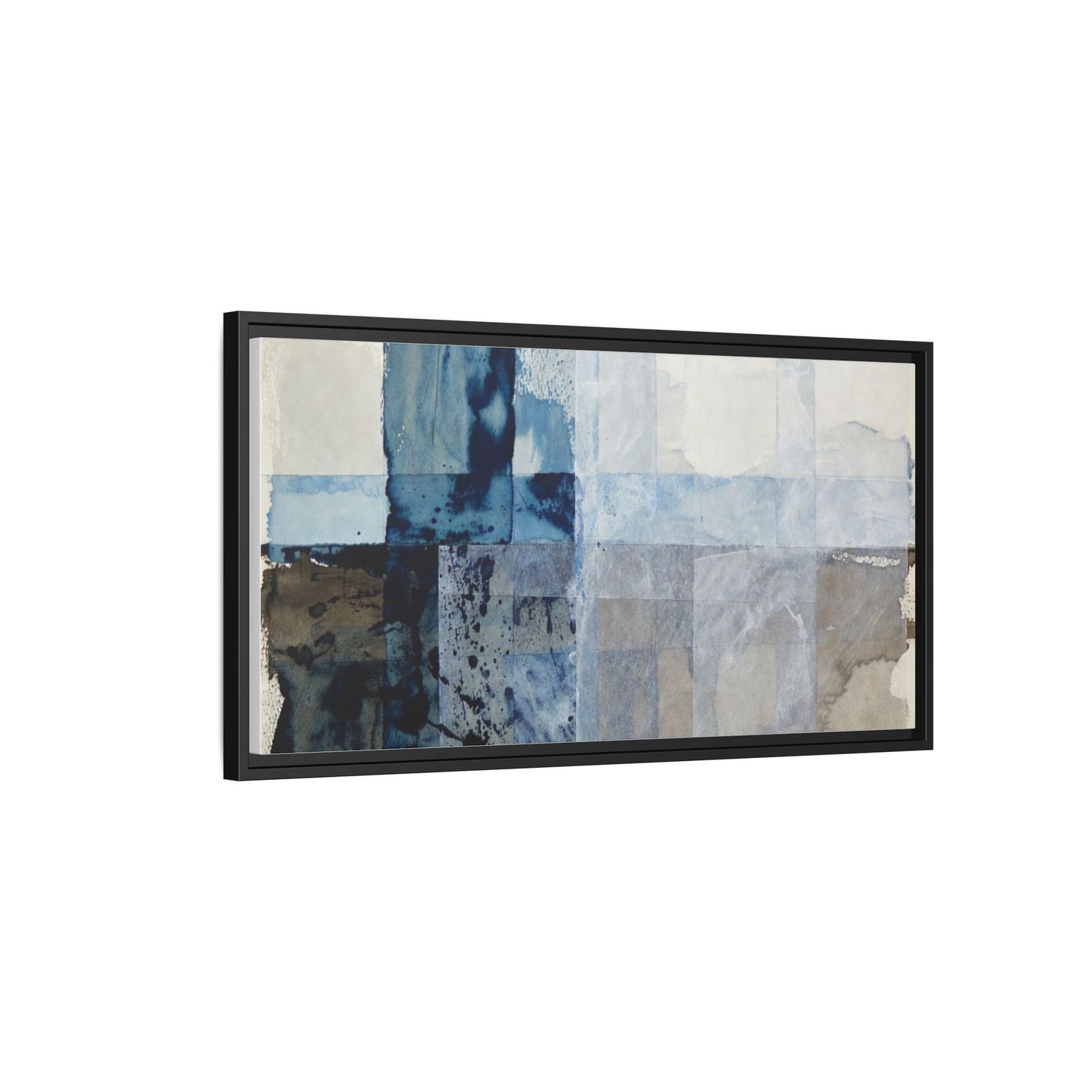 Abstract Coastal Blue Framed Canvas Art