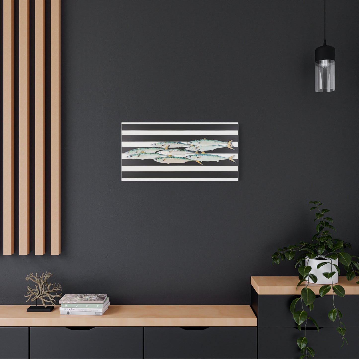 Striped Mackerel School Matte Canvas Print