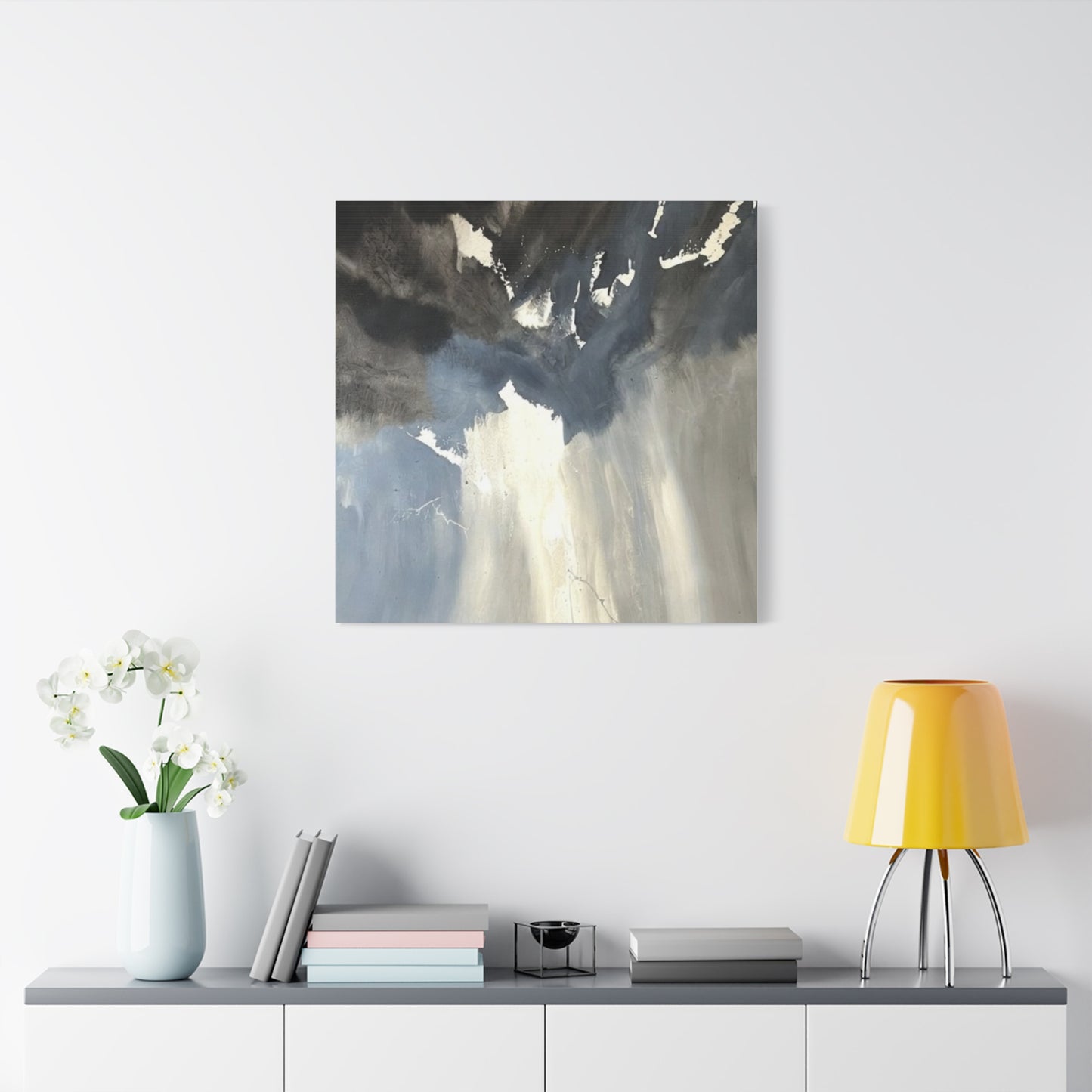 Abstract Storm Canvas Print — Dramatic Blue & Gray Matte Wall Art