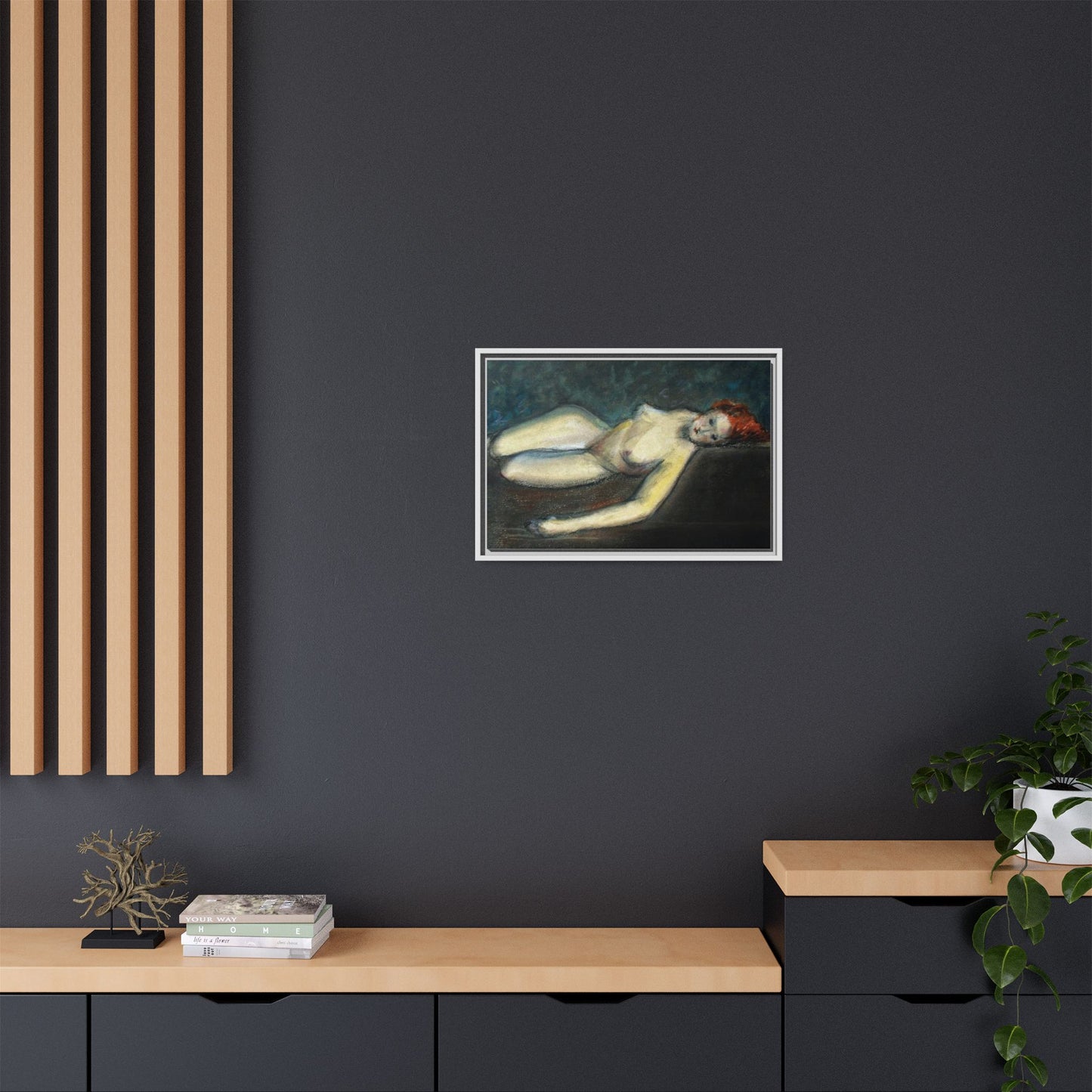 Lying nude by Paul Gosselin Framed Matte Canvas Wall Art Print