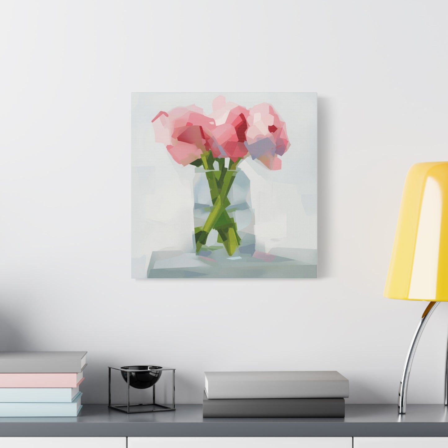 Pink Peonies Vase Canvas Art — Stretched Matte Wall Decor