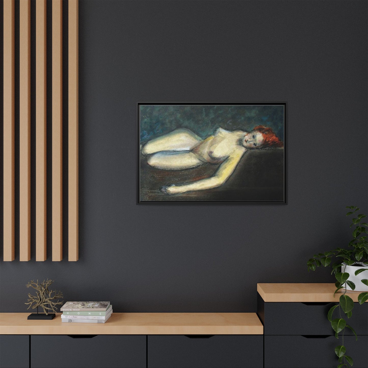 Lying nude by Paul Gosselin Framed Matte Canvas Wall Art Print