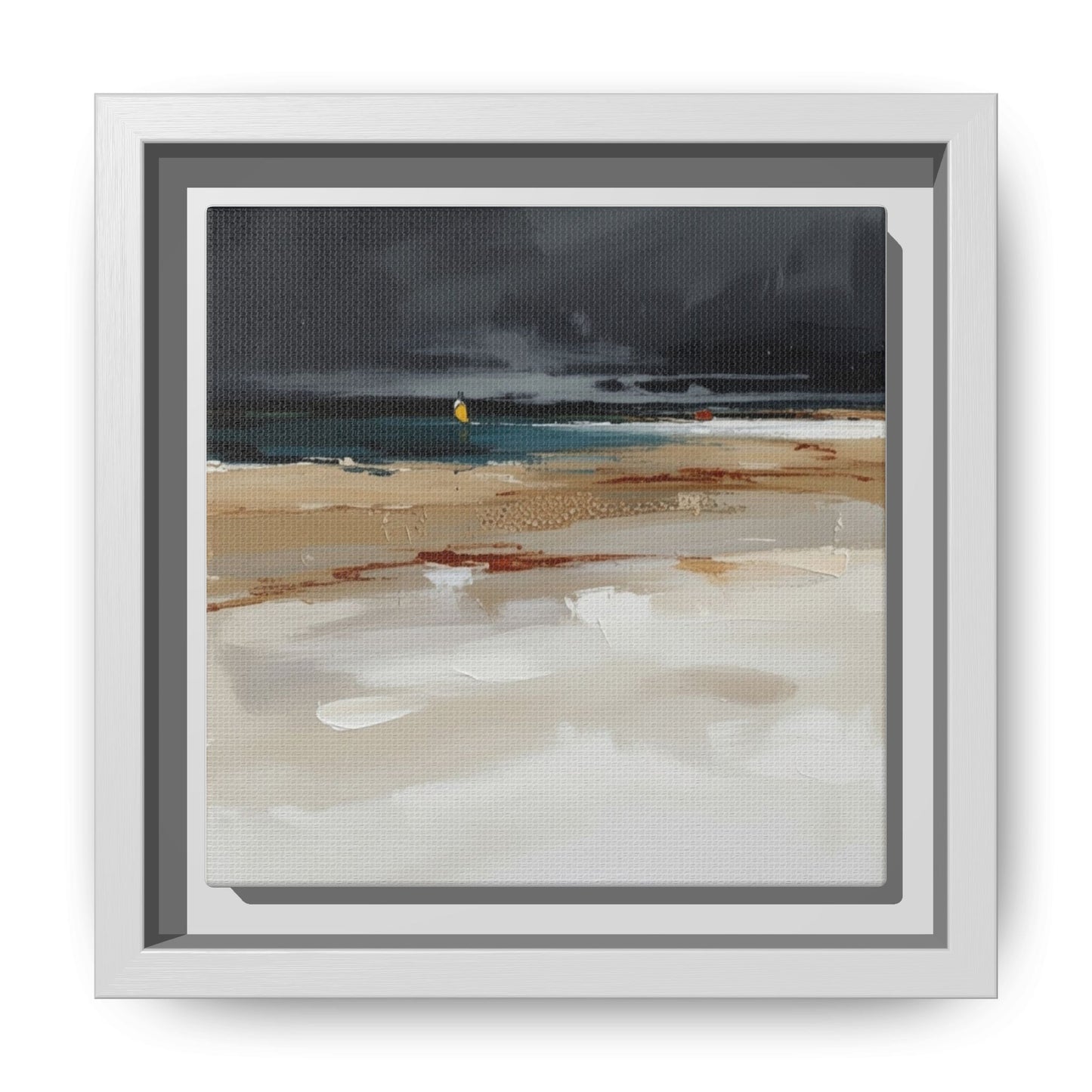 Framed Matte Canvas Beachscape Art Print — Coastal Abstract Wall Decor