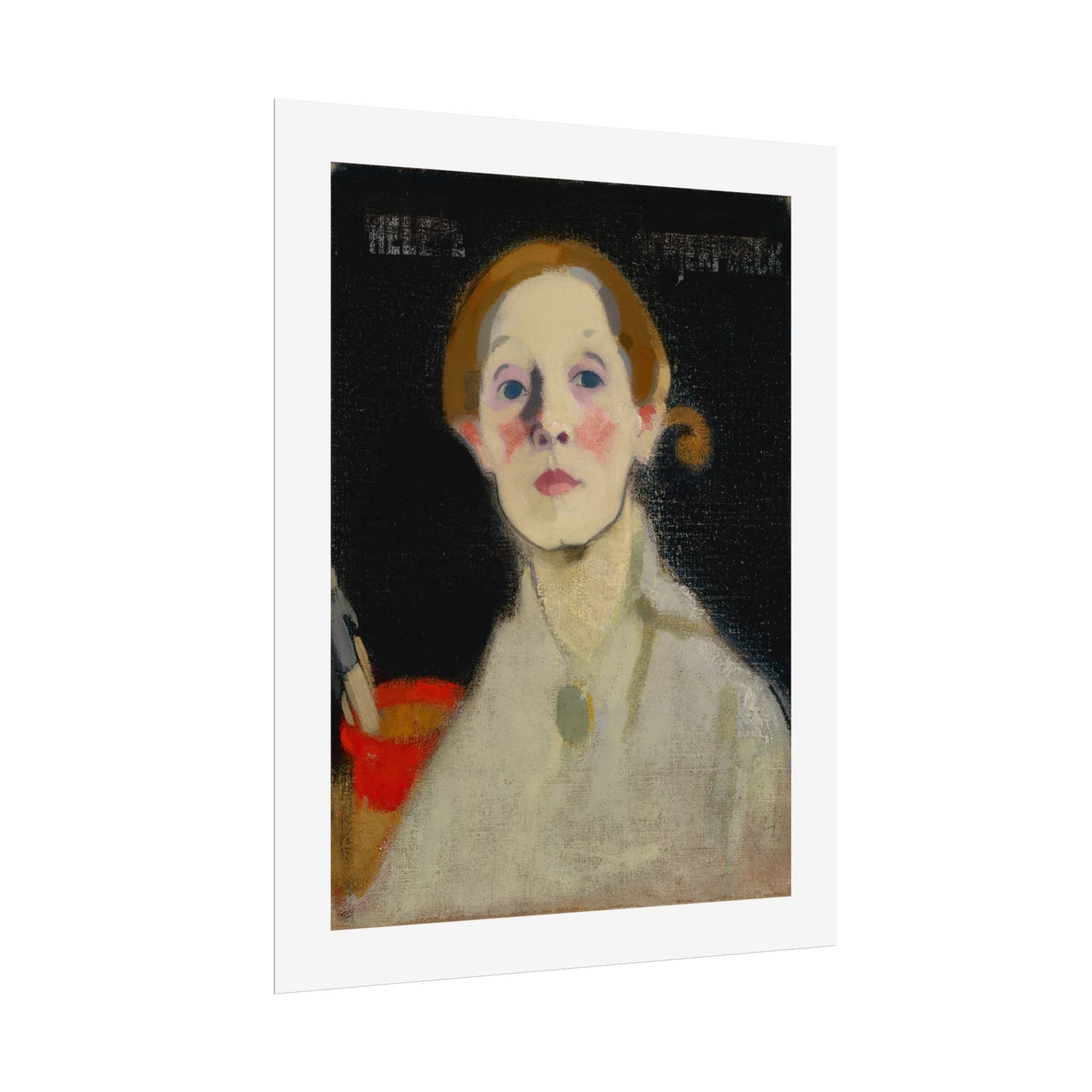Self-Portrait Black Background by Helene Schjerfbeck Wall Art Print