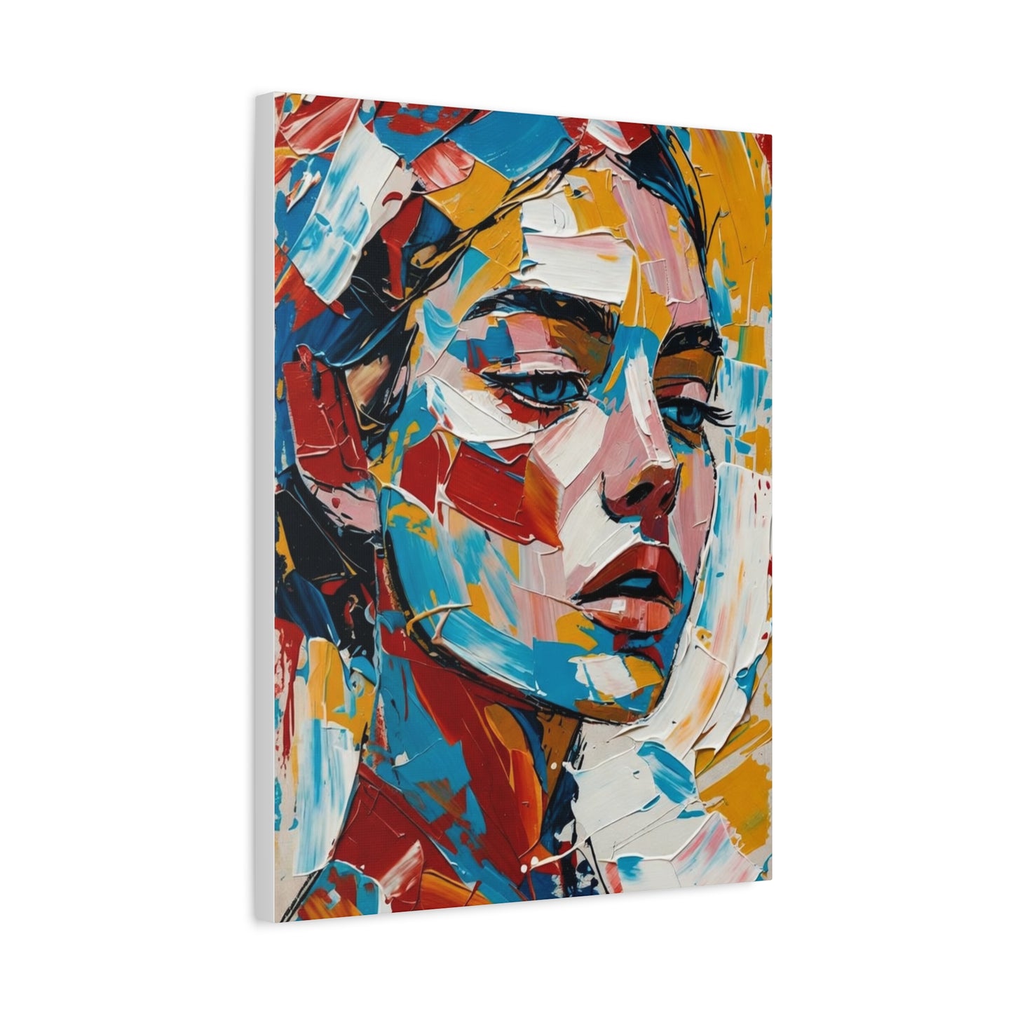 Abstract Colorful Portrait Matte Canvas Print — Modern Stretched Wall Art