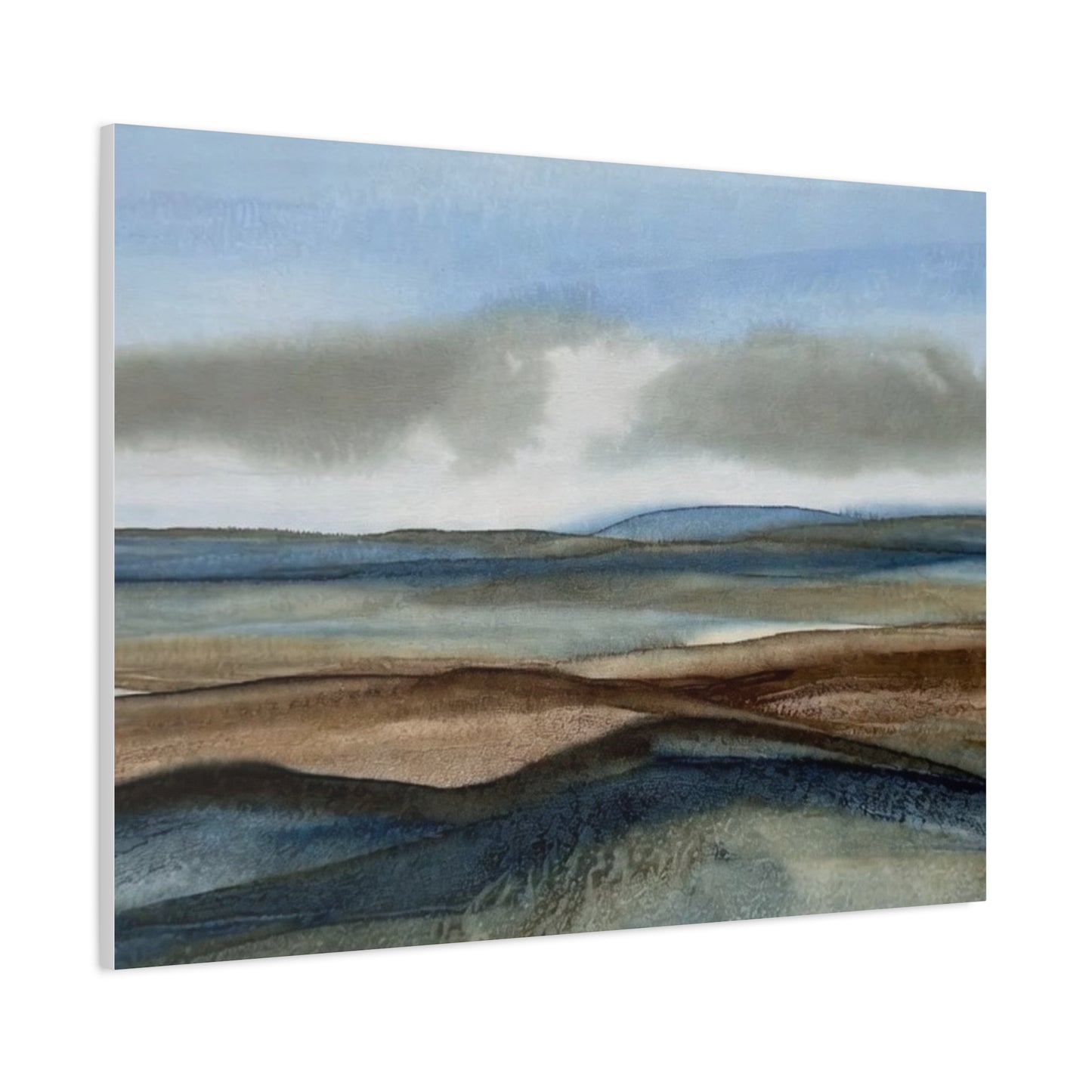Coastal Mist Matte Canvas Print — Serene Blue-Brown Landscape Wall Art