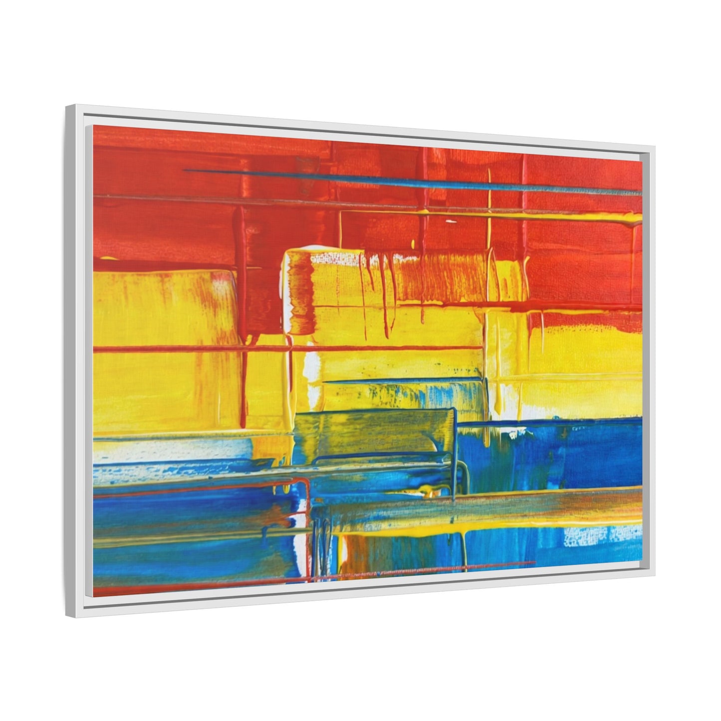 Abstract Multi-Color Framed Canvas Art — Modern Geometric Wall Decor
